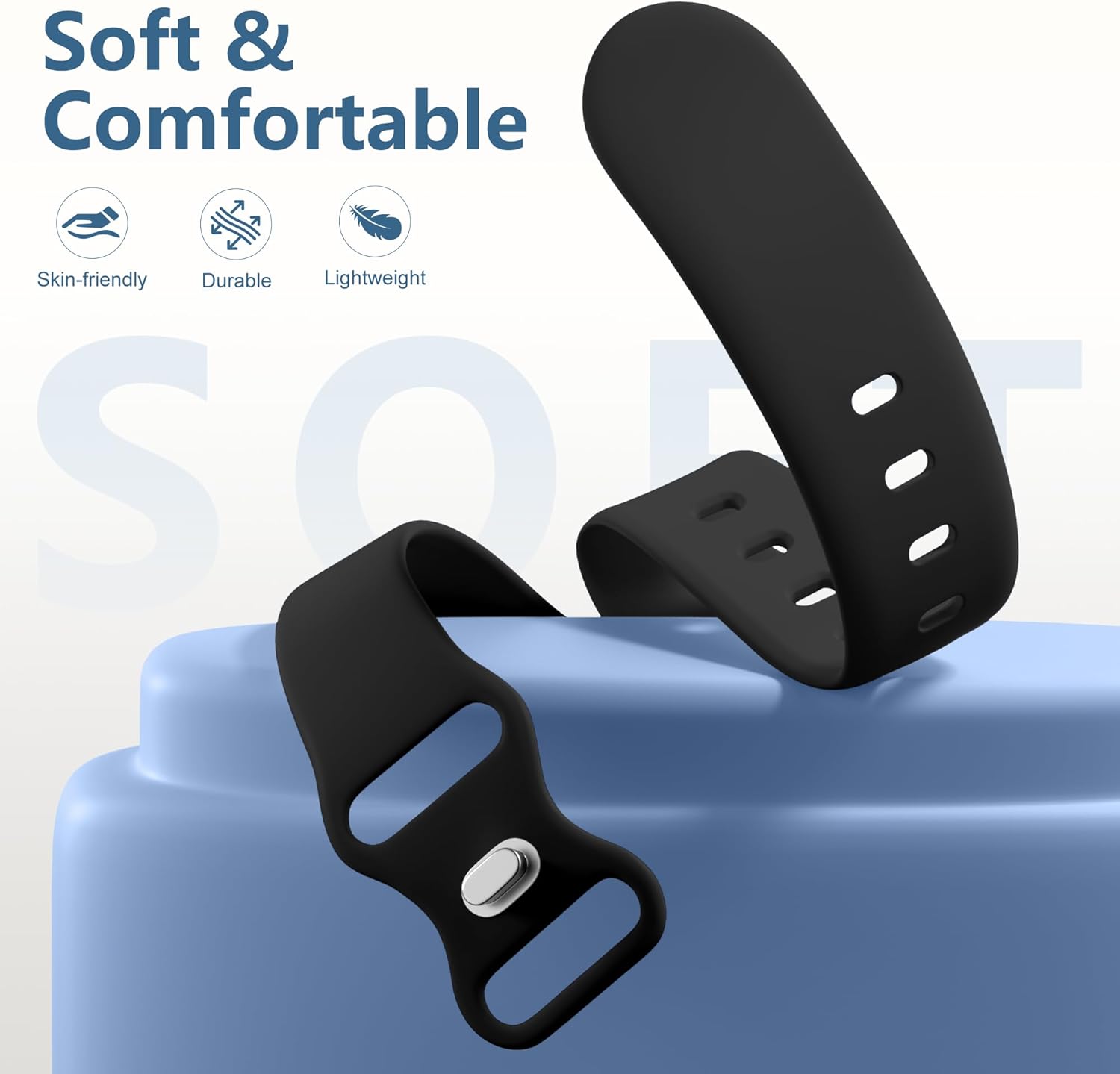 Thumbnail 4 de DaQin Soft Silicone Band for Apple Watch – Breathable Sport Strap, M/L 01-Black