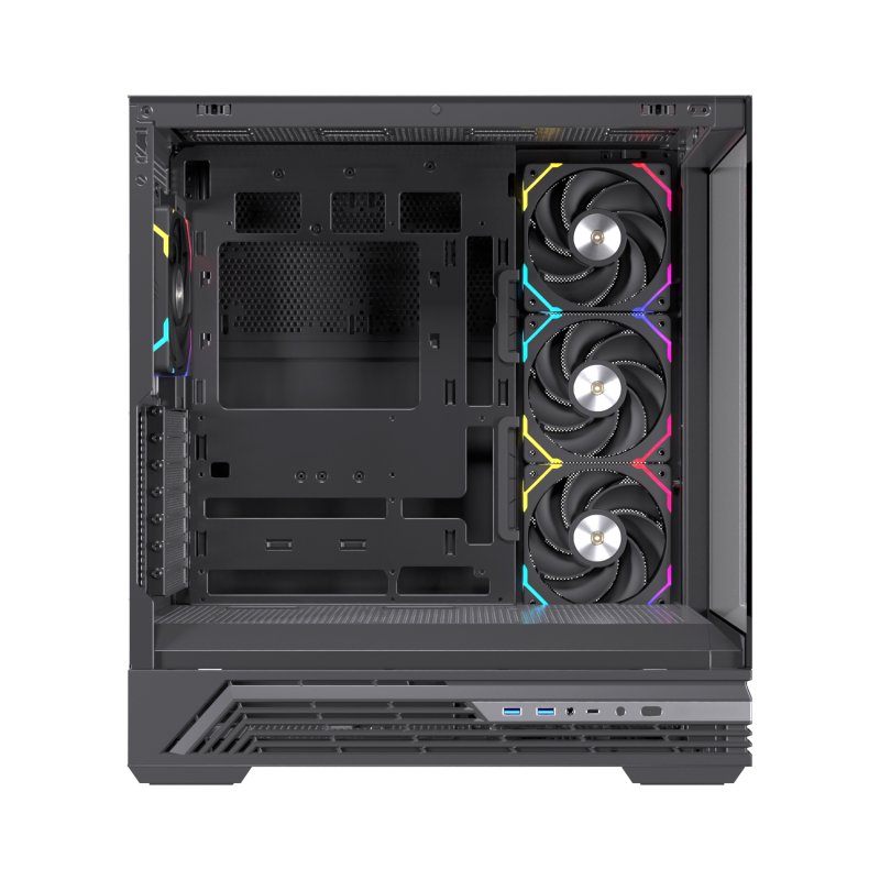 Detalle de Einarex PRISMA S800 RGB Black: torre ATX con cristal templado espejo y iluminación RGB