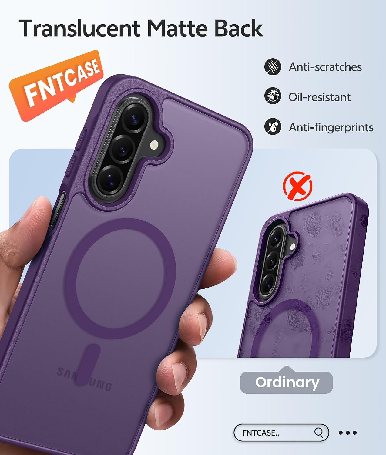 Detalle de FNTASE Galaxy A17/A16 5G Case with Screen Protector and MagSafe Compatibility (Purple)