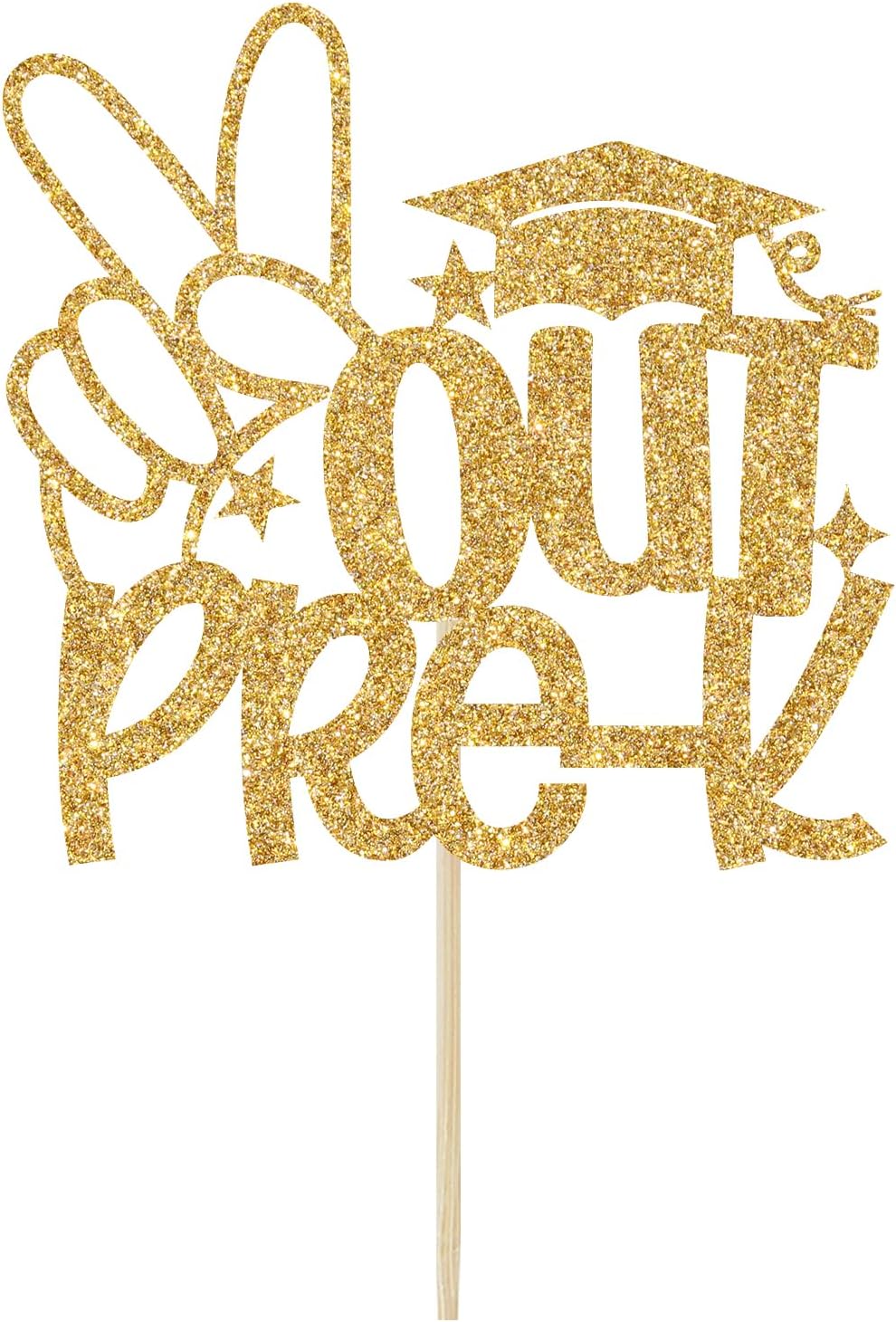 Thumbnail 5 de Calarjeta Out Pre-K Cake Topper, Gold Glitter Paper for Graduation Cakes