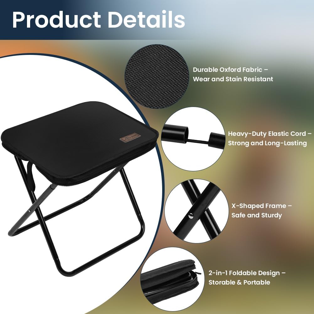 Detalle de AOOSA opvouwbare campingkruk 32,5 × 26 × 31 cm, draagvermogen tot 100 kg