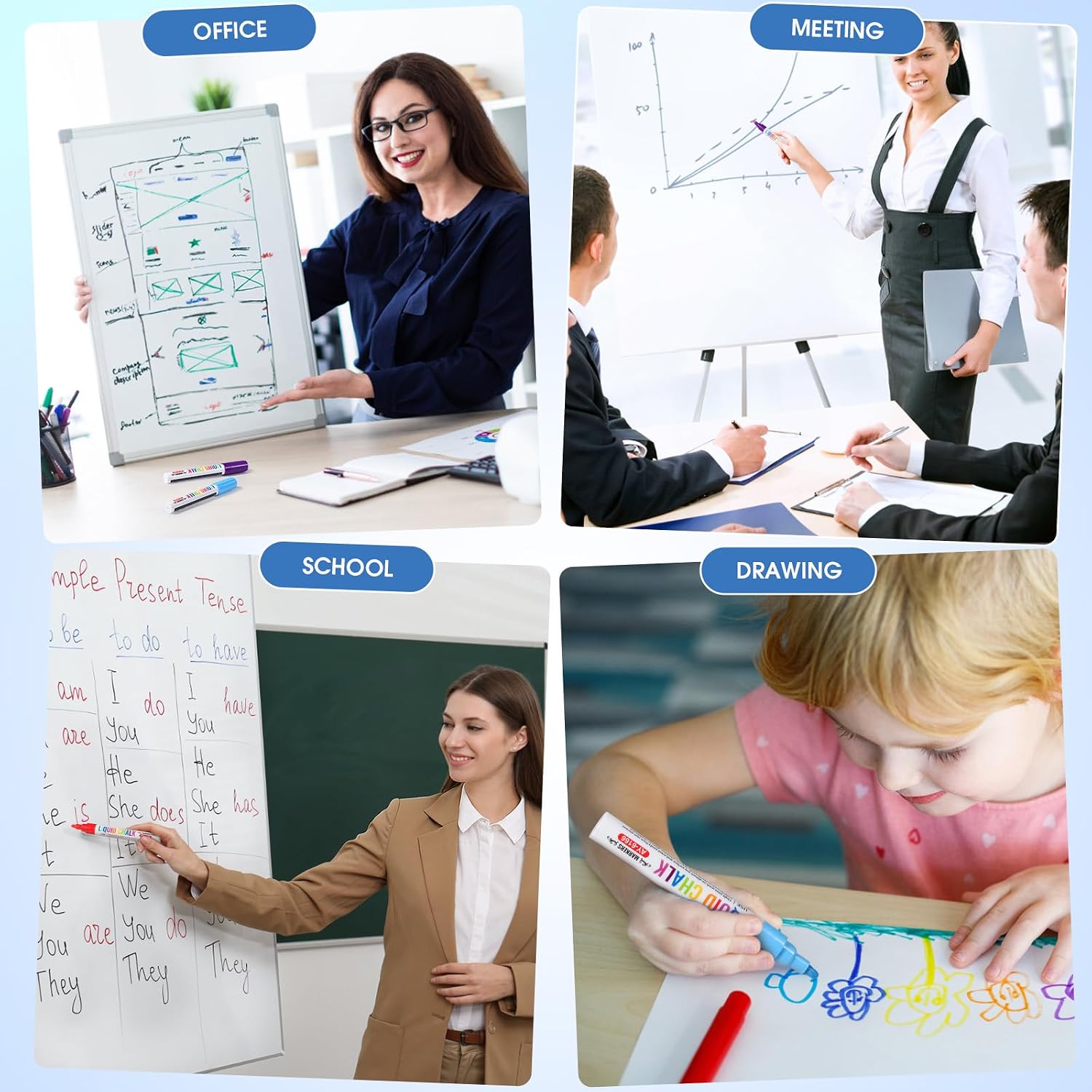 Thumbnail 6 de Vinabo Feutre Craie Vitre Effacable – 8 couleurs pour Tableau et surfaces non poreuses