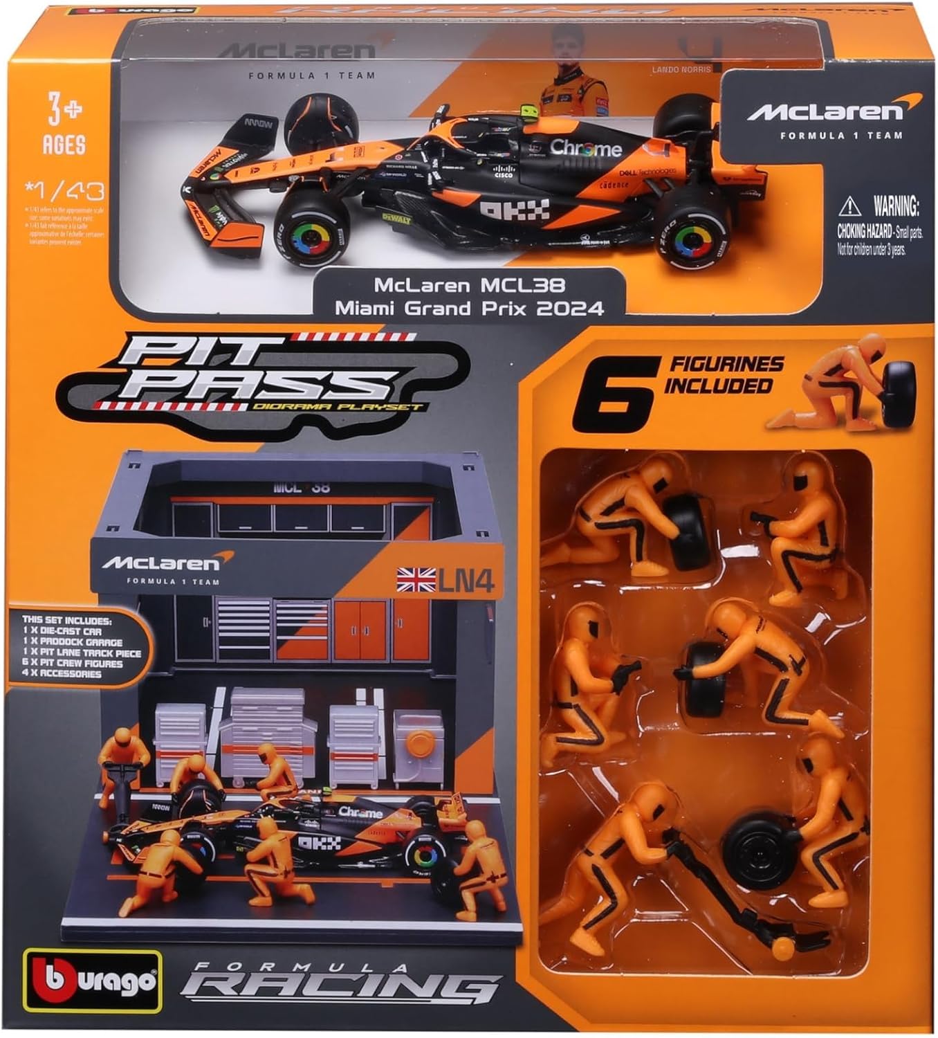 Thumbnail 1 de Bburago PIT STOP McLaren MCL38 (2024) #4 Norris – diorama 1:43 z 6 mechanikami