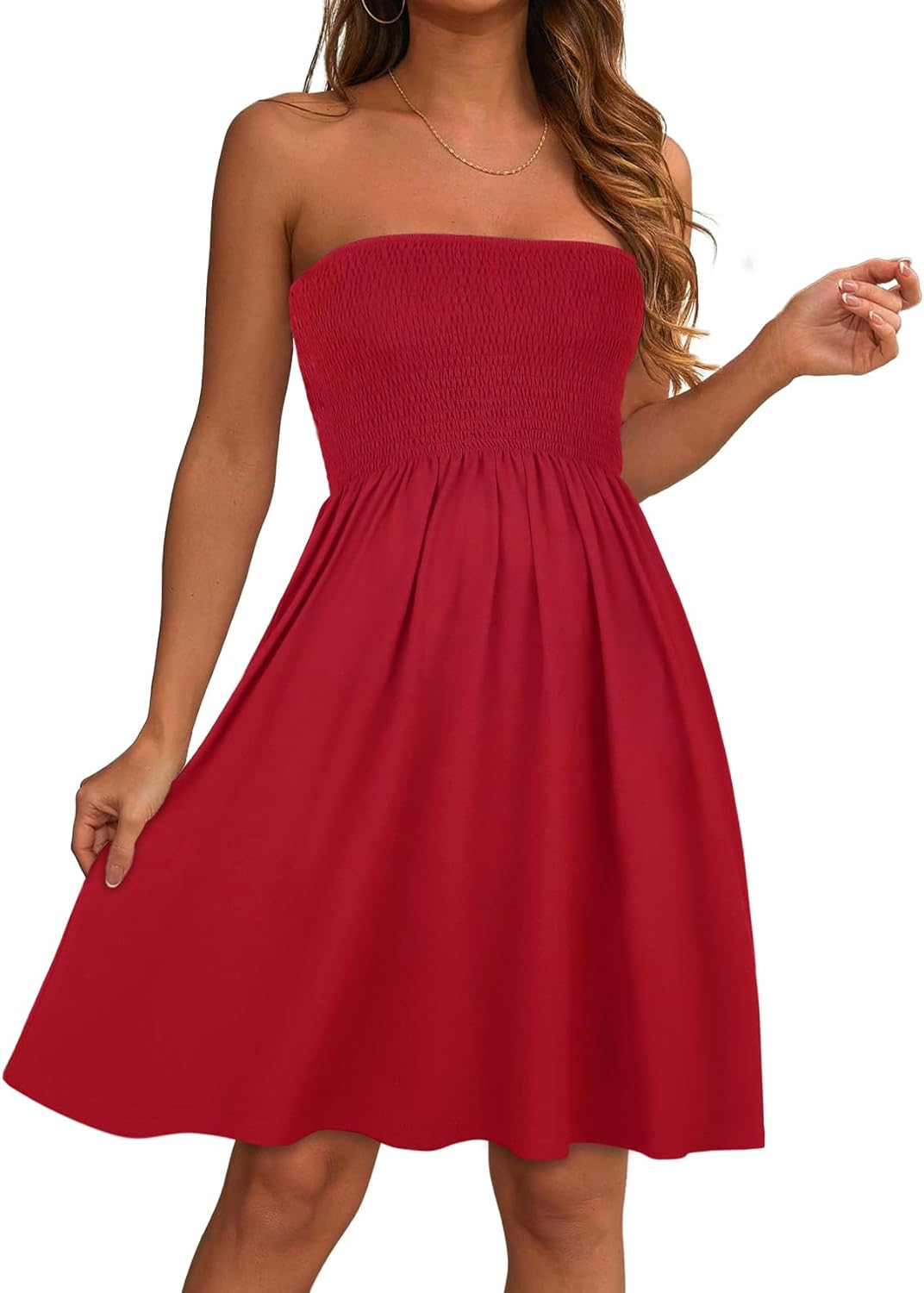Detalle de Elescat Summer Dresses for Women 2026 Strapless Sundress – Beach Cover Up