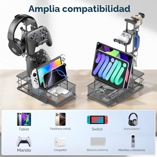 Thumbnail 5 de KDD Soporte Auriculares Gaming con Cajón y Organizador de Cables – Barra de Aluminio, 2 Mandos y USB/Dispositivos