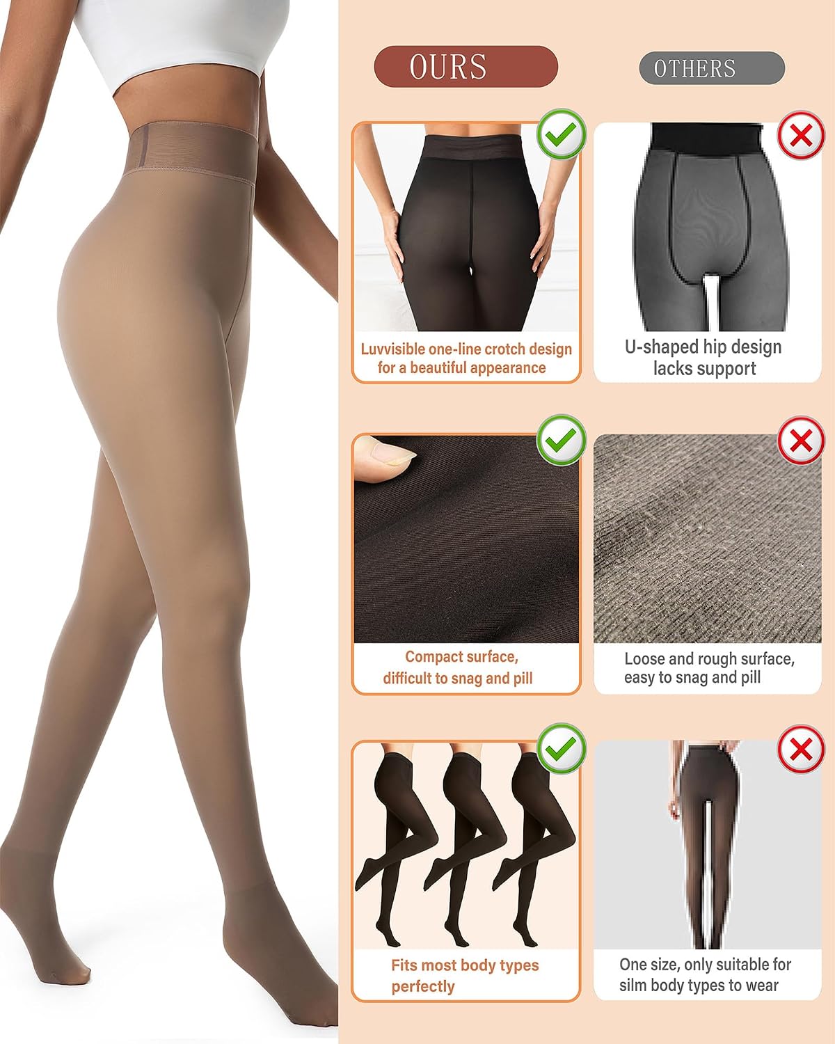 Detalle 2 de DIKER Thermo Strumpfhose Damen 220g Fleece
