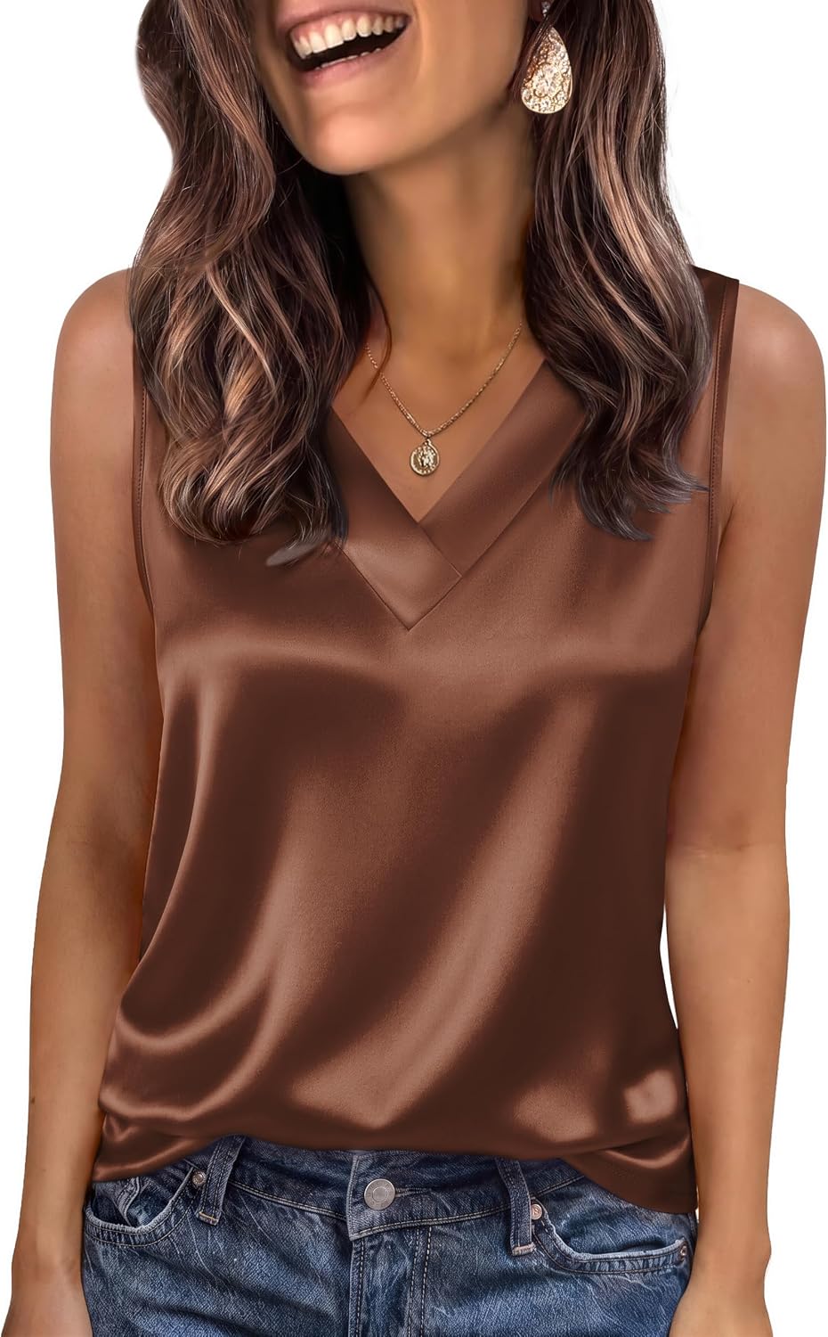 Thumbnail 6 de Zeagoo Silk Satin V Neck Tank Top