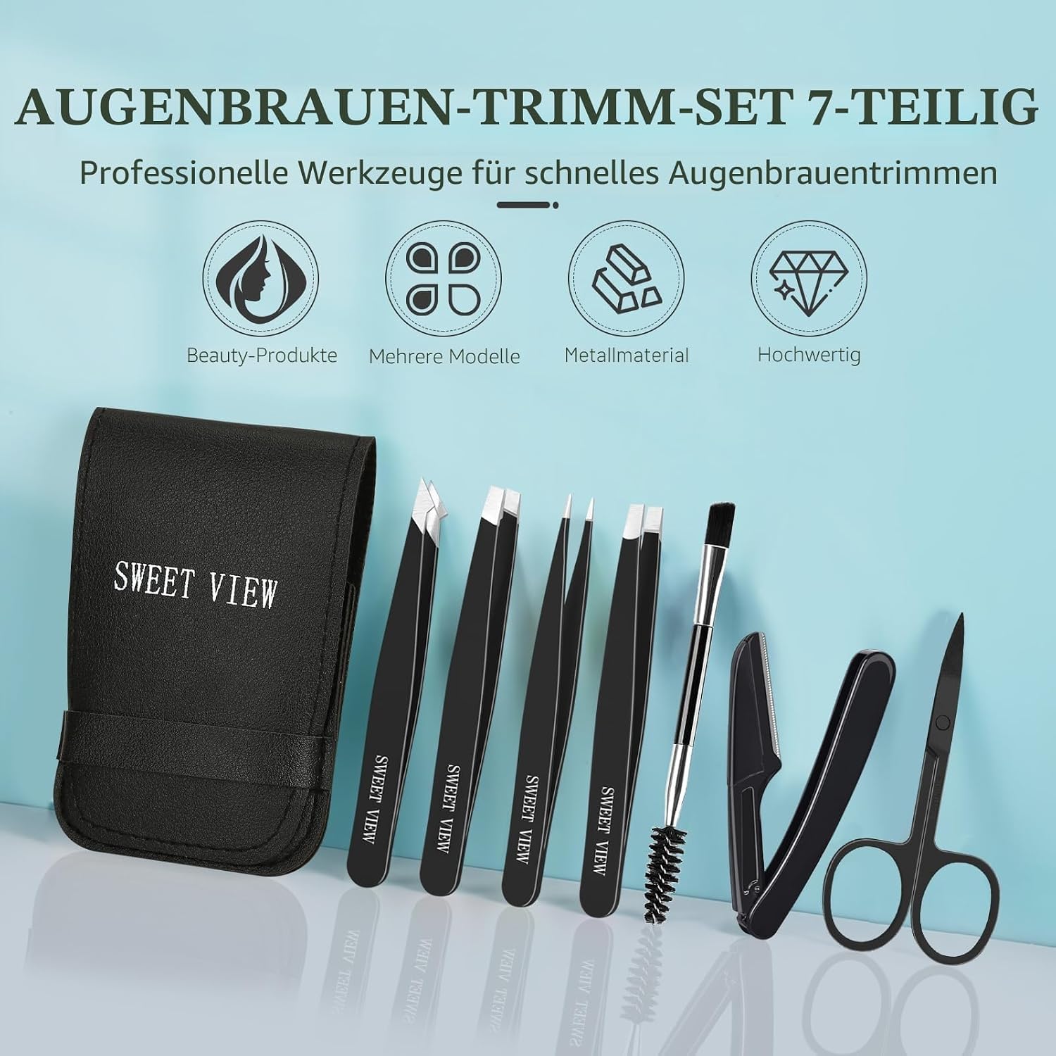 Detalle de SWEET VIEW 7‑Stück Pinzetten-Set – Präzisionswerkzeug für Augenbrauen, Gesicht und eingewachsene Haare