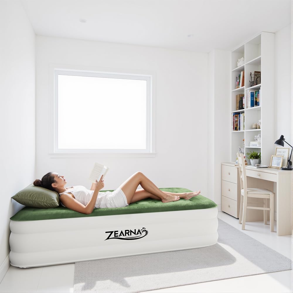 Thumbnail 1 de Zearna Single Air Bed with Built-In Pump (190x100x40cm): Quick Inflation, Stable Support