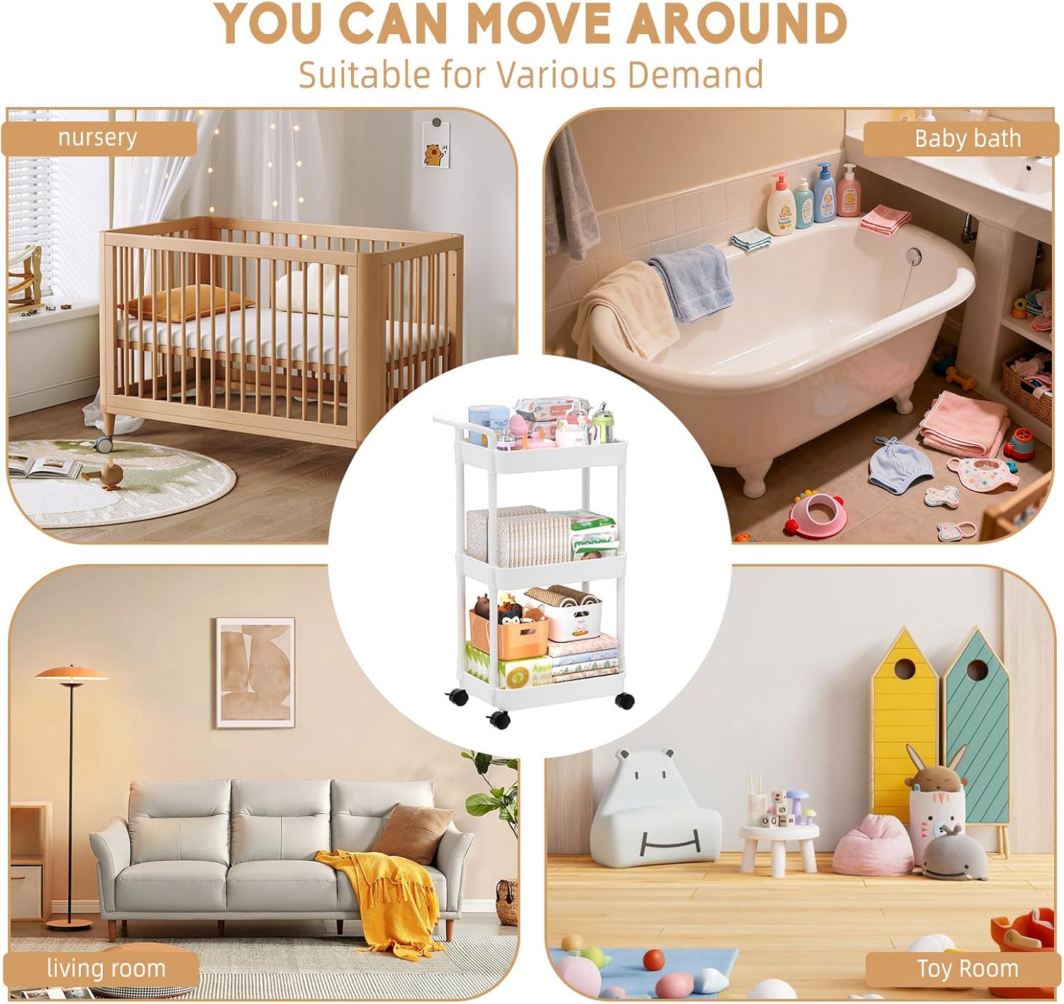 Thumbnail 3 de Volnamal Baby Diaper Caddy 3-Tier Beige