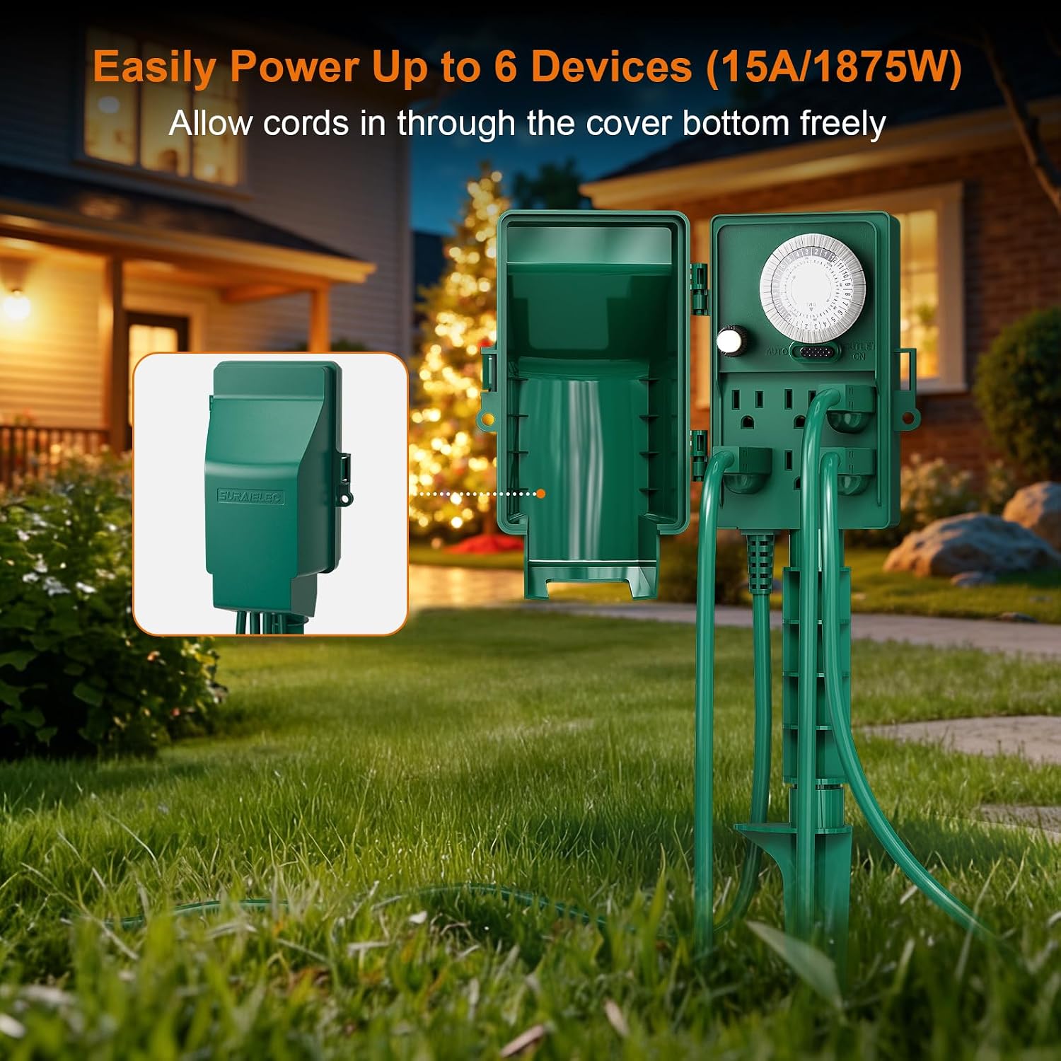 Thumbnail 2 de SURAIELEC USTM16B Outdoor Power Stake Timer, 6 Outlets, 24-Hour Schedule