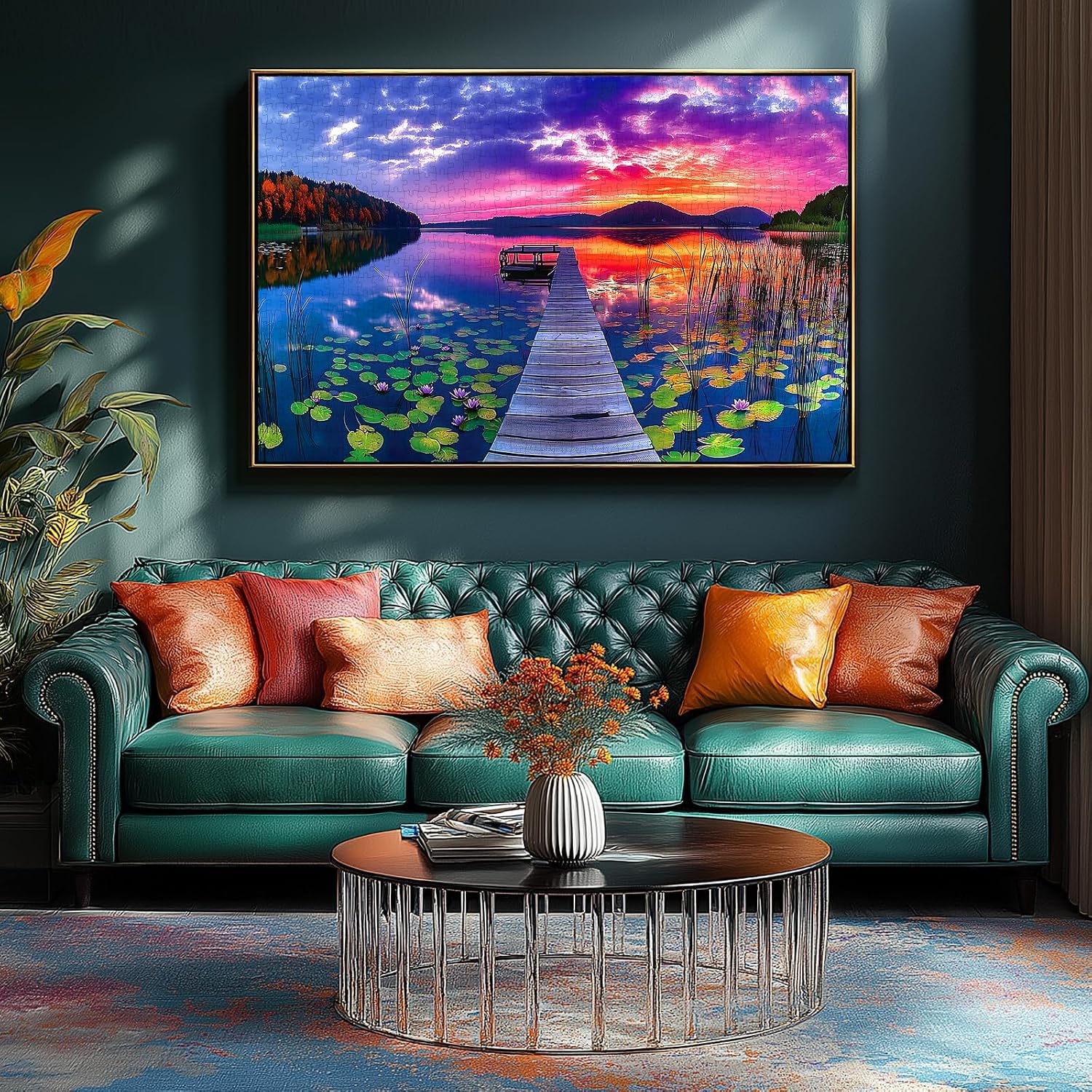 Detalle 2 de Sunset Lake Dock 1000 Piece Jigsaw Puzzle