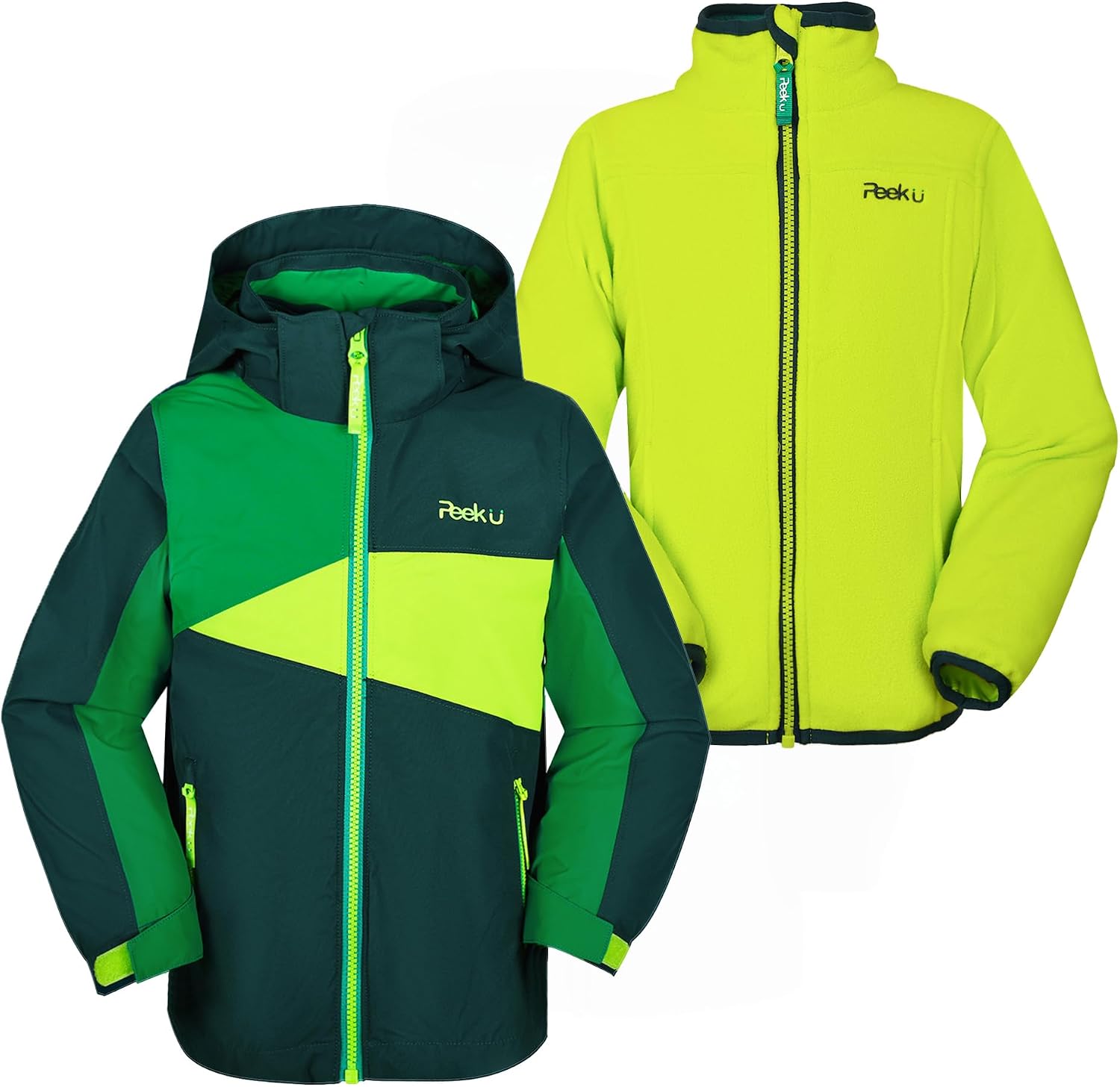 Detalle de PEEKU Kids 3-in-1 Jacket with Detachable Fleece, Water-Resistant Shell