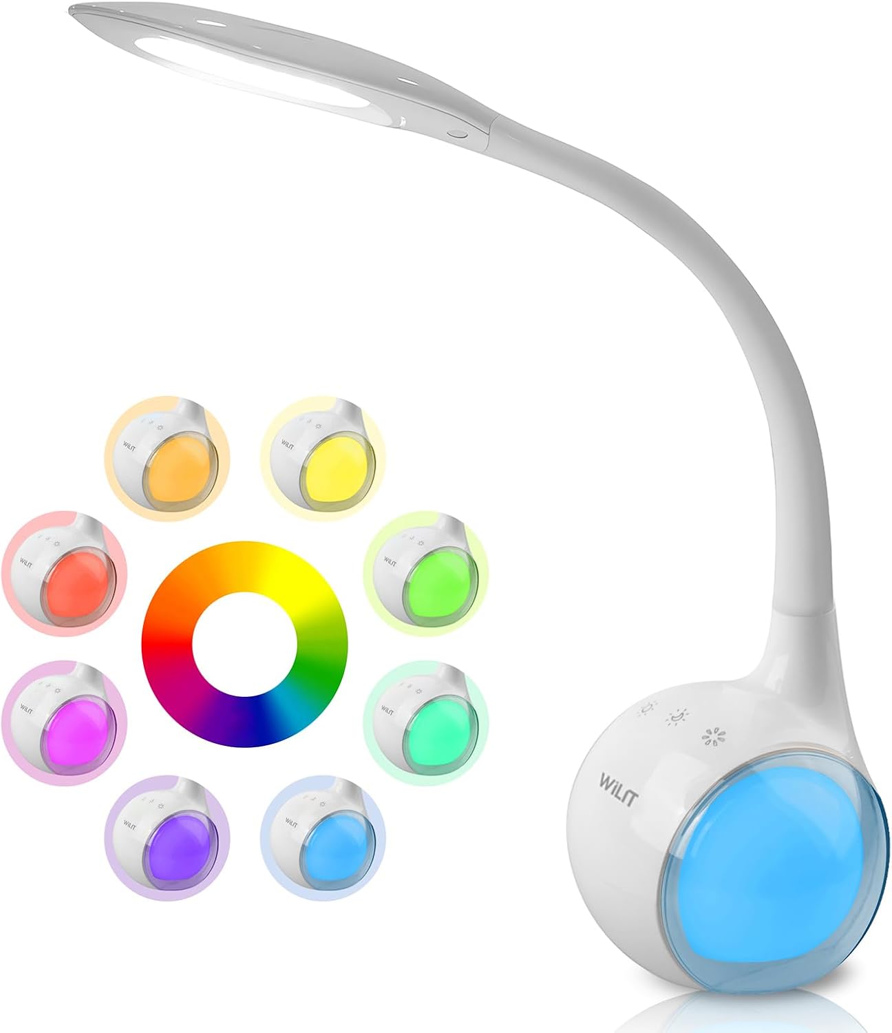 Detalle de WILIT T3: Lampada da Scrivania per bambini con luce RGB, controllo tattile e 3 livelli di luminosità