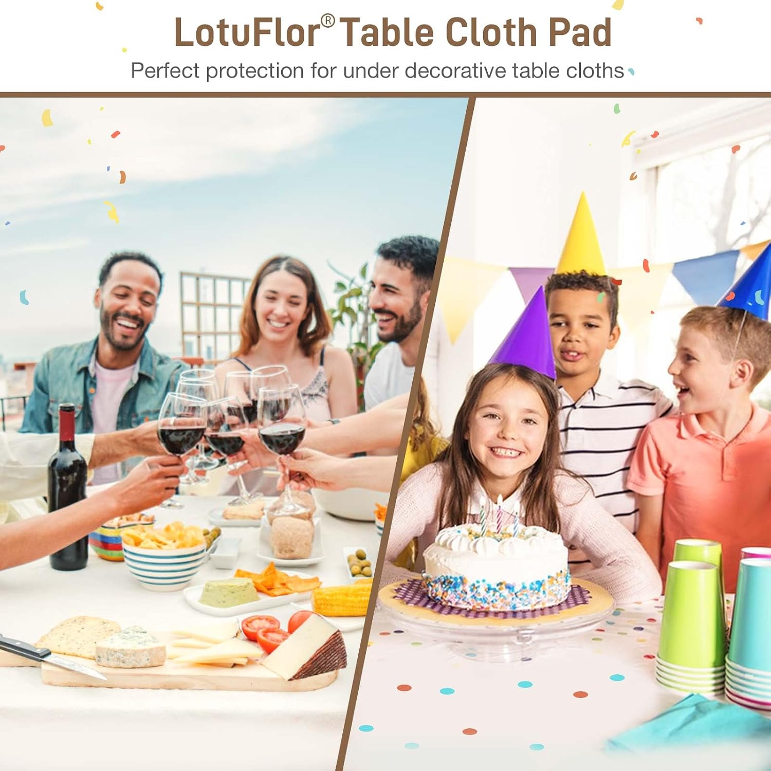 Detalle de LotuFlor Table Protector Pad with Flannel Backing — Waterproof, Heavy-Duty Vinyl, 108 x 54 inches
