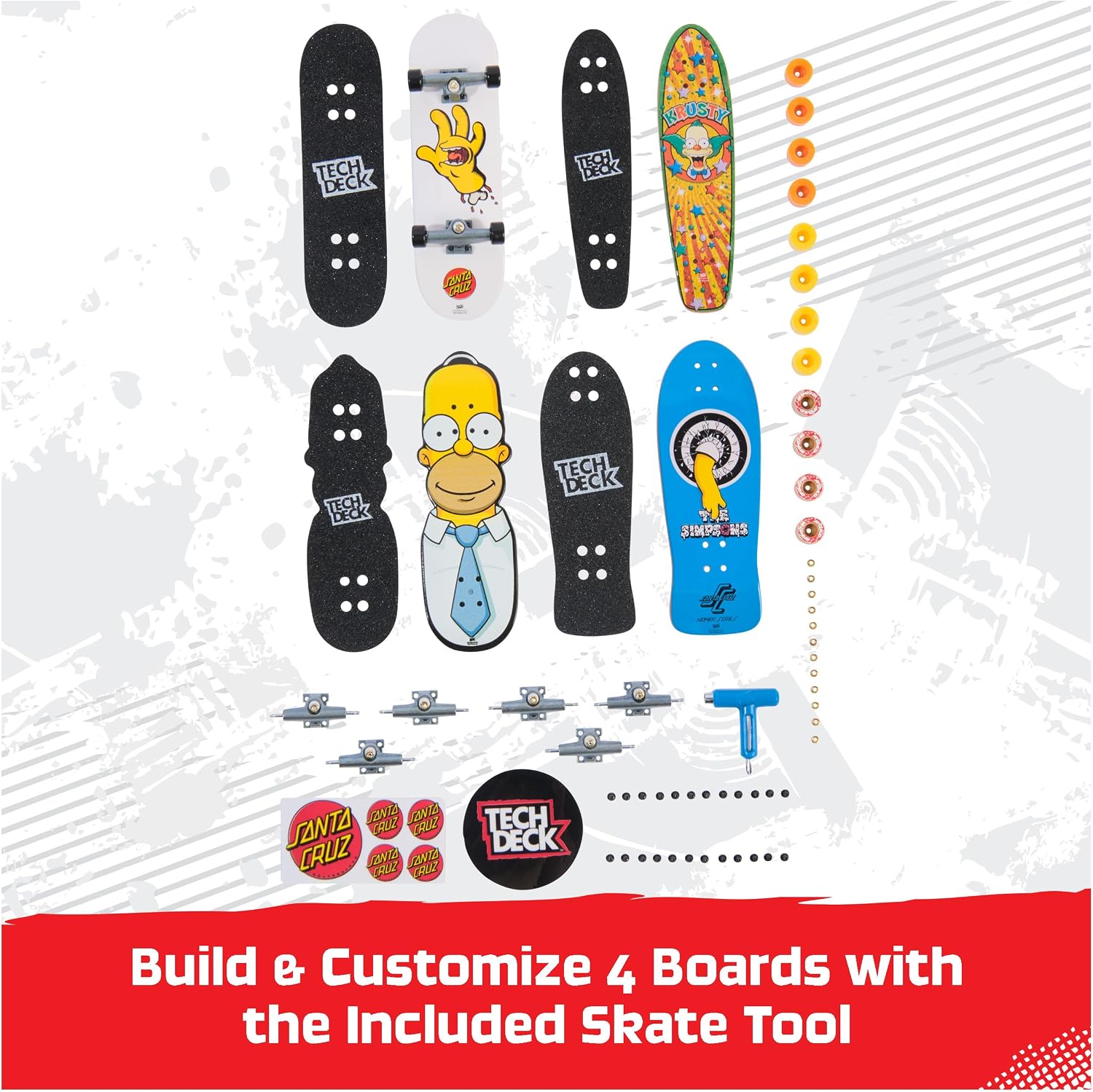 Detalle de TED Tech Deck 4 Pack - The Simpsons mini skateboard 4 pezzi