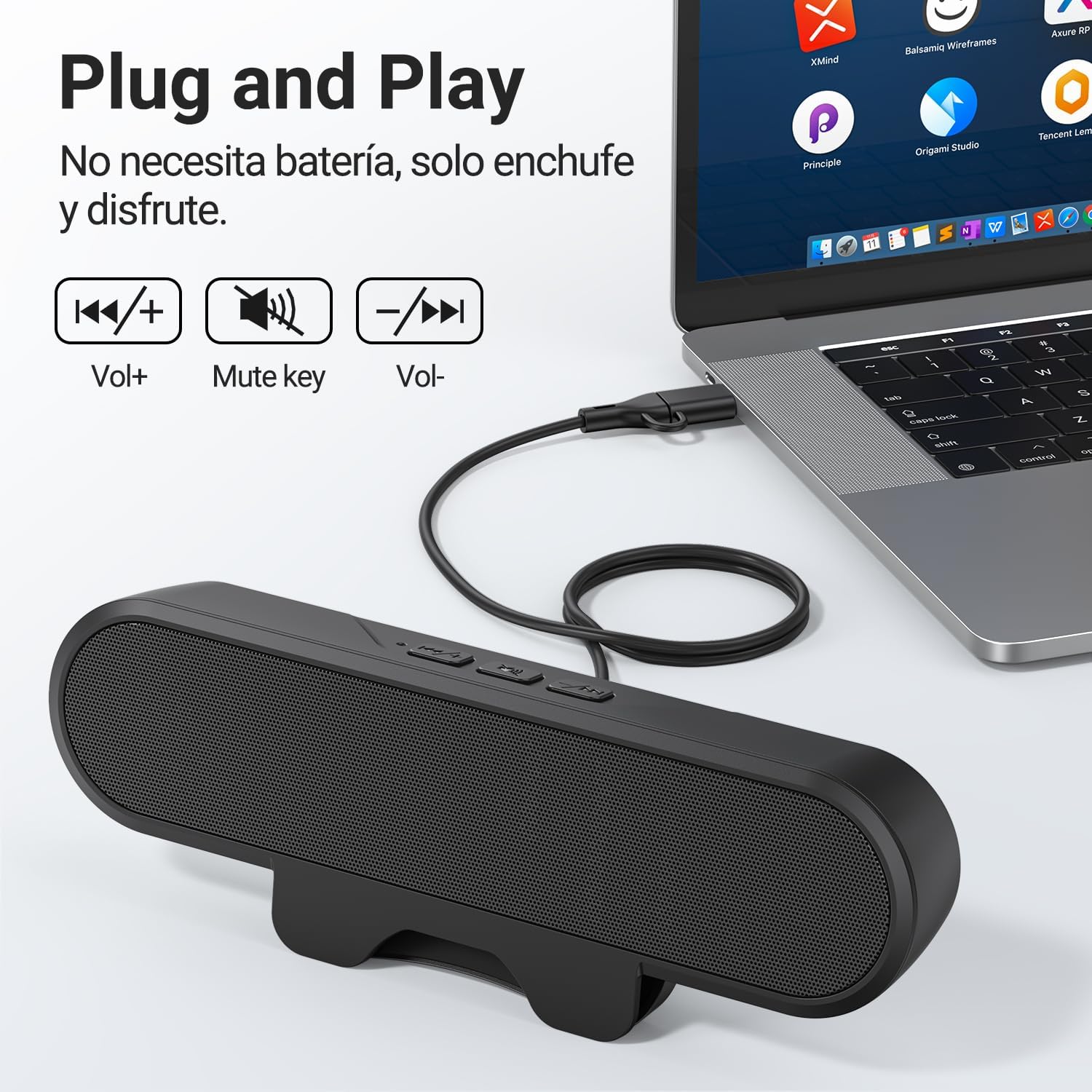 Detalle 1 de INGA Altavoz Clip-On USB-C para PC y Portátil 🎶