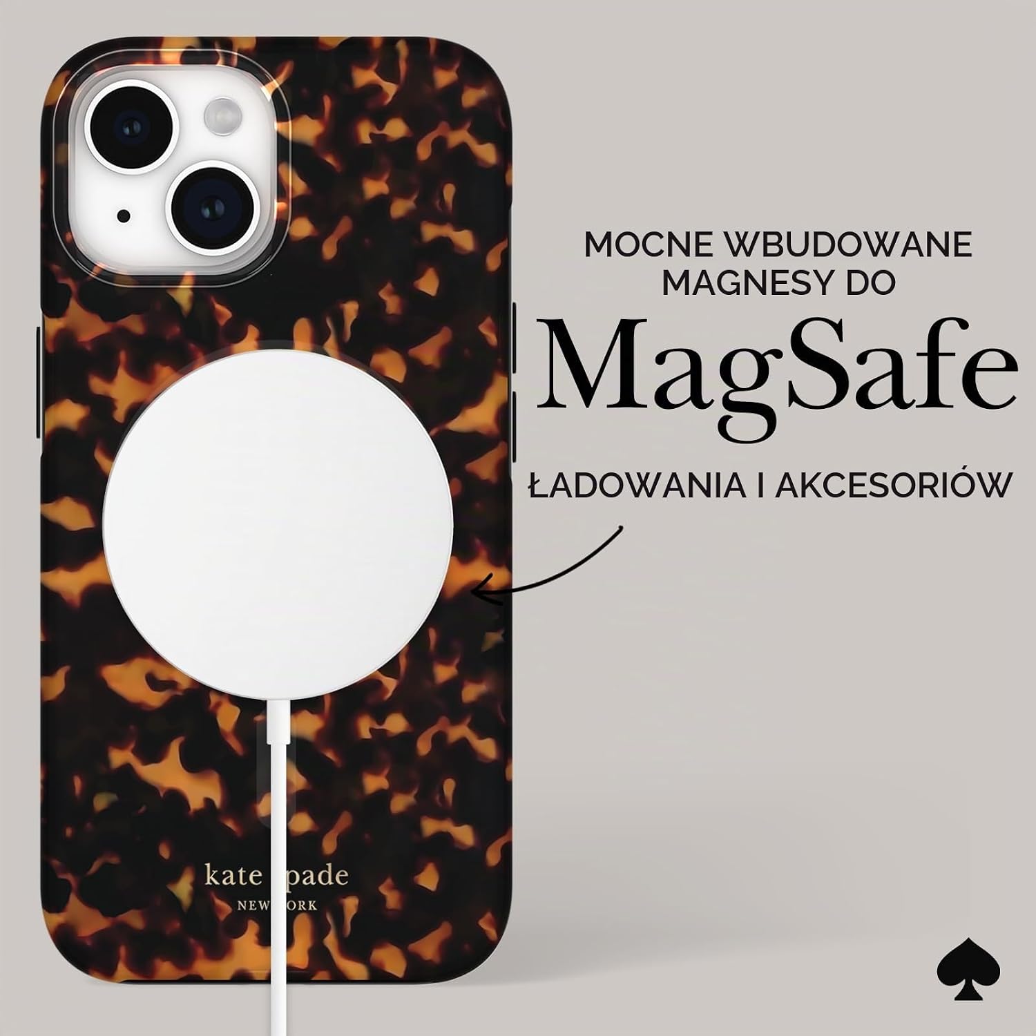 Detalle de Kate Spade New York etui MagSafe do iPhone’a 15/14/13, wzór szylkretowy
