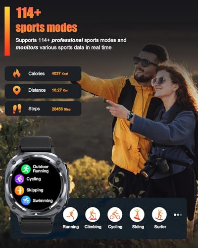 Detalle de TIMU Smartwatch für Herren – 1,45 Zoll AMOLED, Bluetooth Anruffunktion und 30 Tage Standby