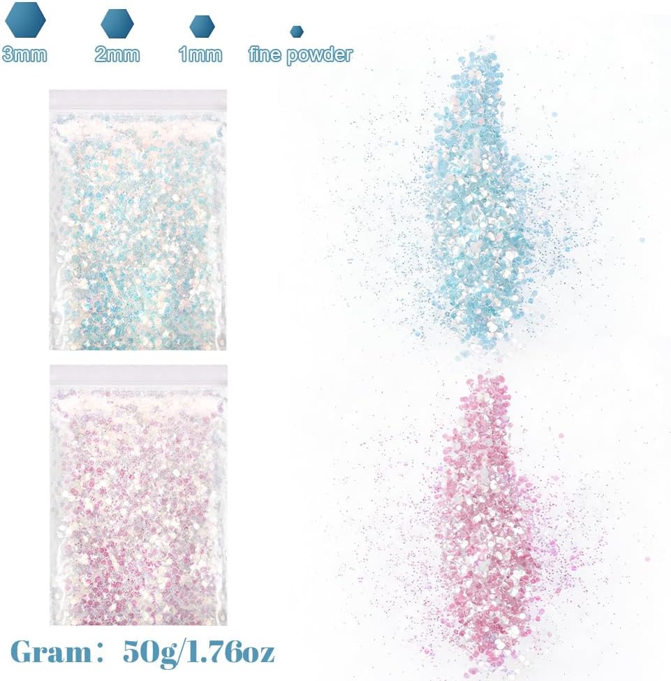 Detalle de LOPHE Paillettes scintillantes épaisses en poudre pour corps, visage & cheveux, 50 g (multicolore A)