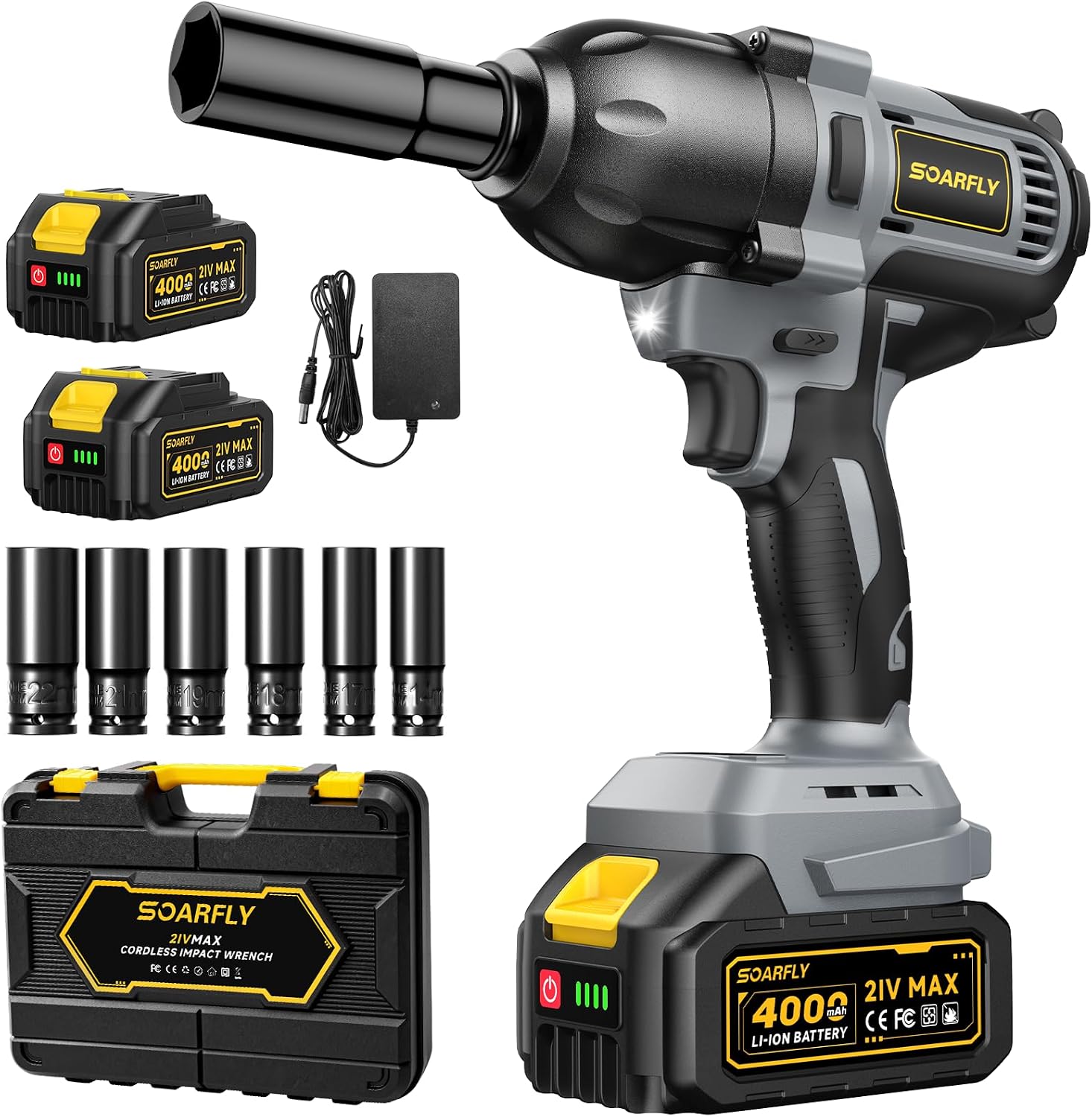Detalle de SoarFly 1/2-Inch Cordless Impact Wrench, 738 Ft-lbs, Brushless, 21V