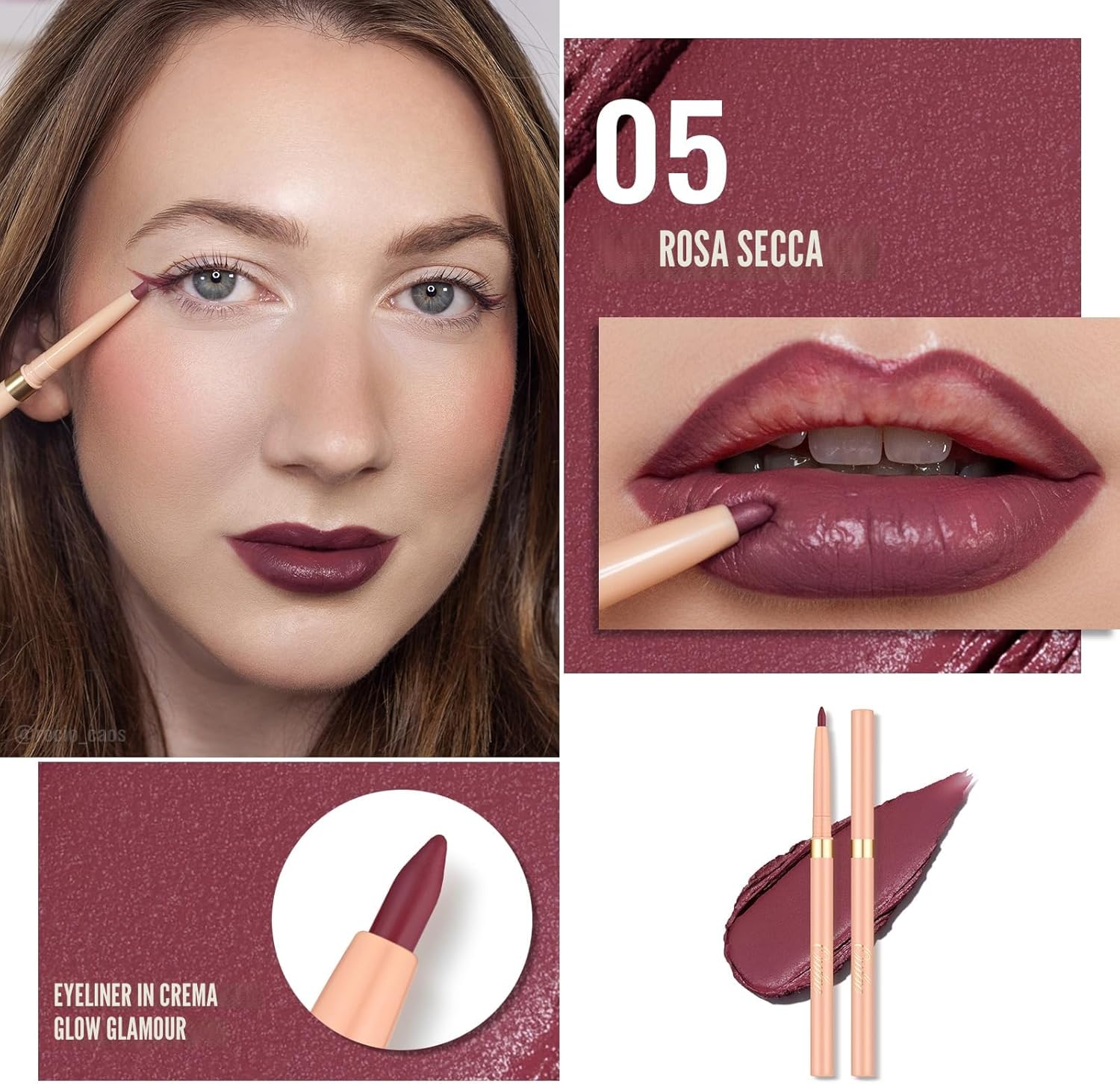 Detalle 2 de OULAC Matita Labbra Rosa Opaco – Lipliner Impermeabile, 12 Ore +, No-Transfer, Pigmentata, Vegan