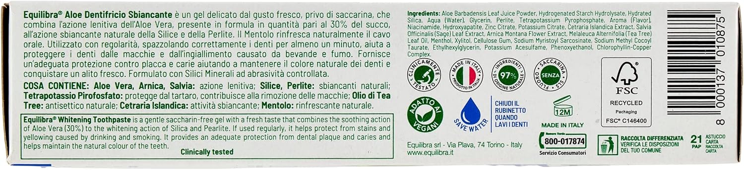 Thumbnail 4 de Equilibra Igiene Dentale Aloe Dentifricio Multiattivo in gel, 3 confezioni da 75 ml