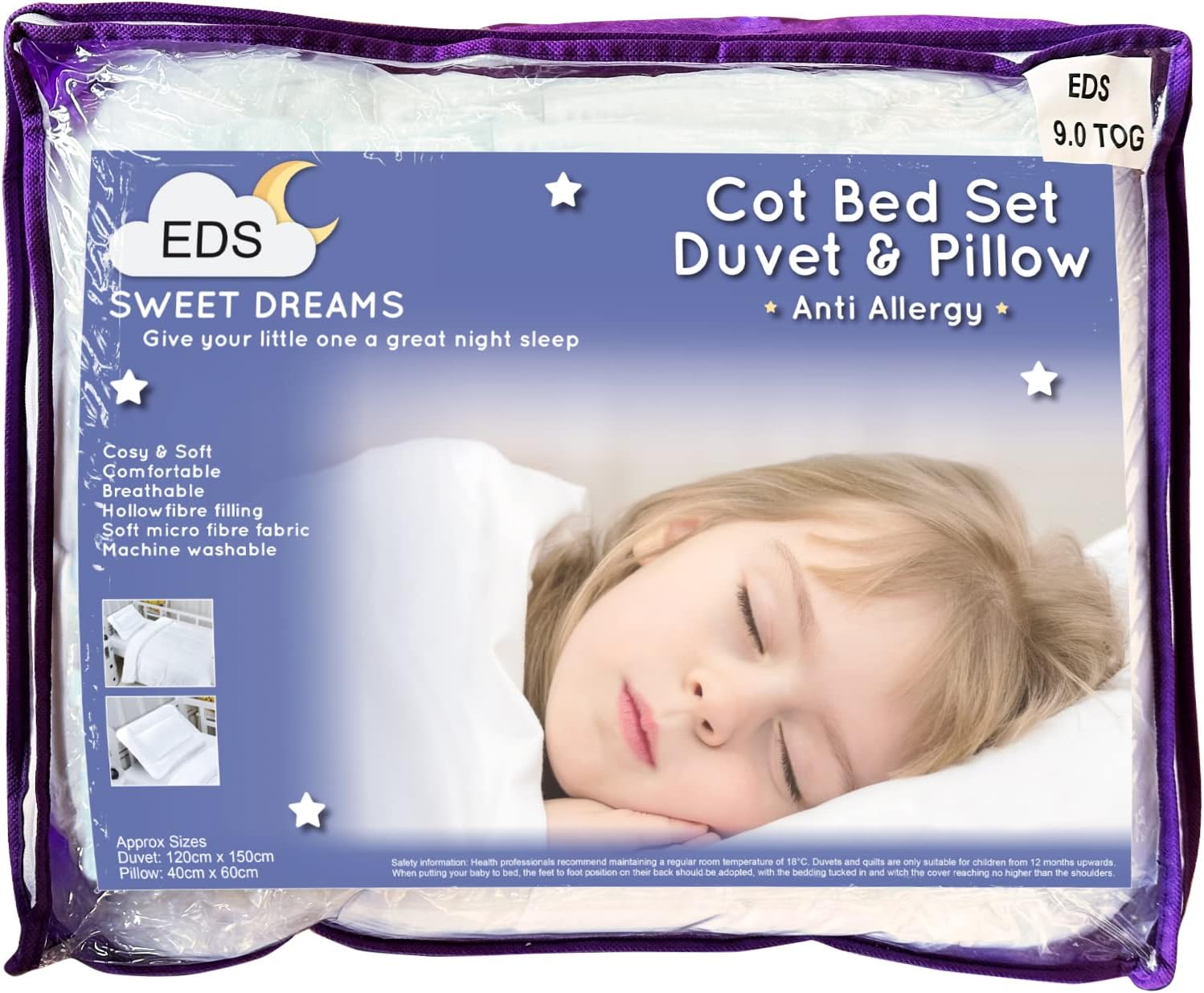 Thumbnail 3 de EDS Baby Cot Bed Duvet 9 Tog Anti-Allergy Set – Quilted 2pc Toddler Duvet & Pillow