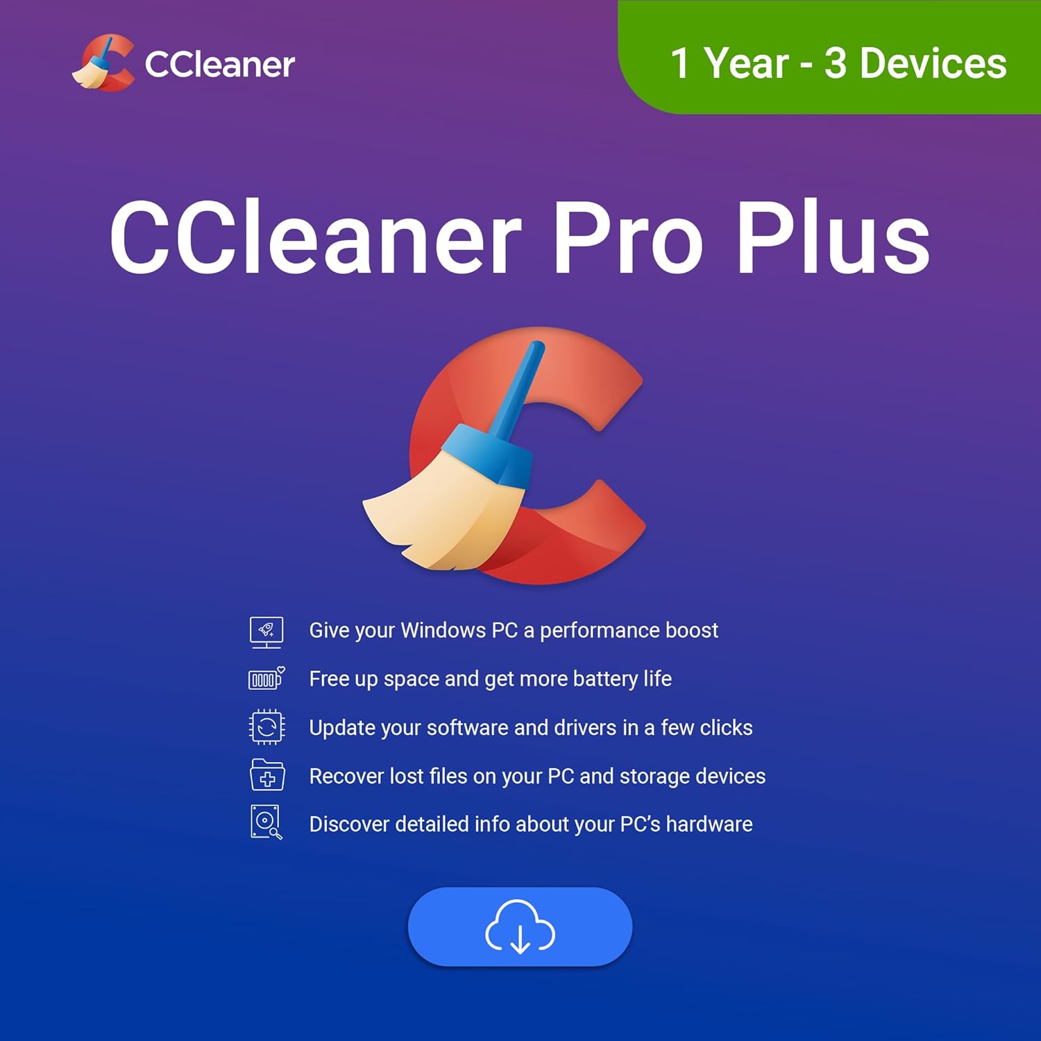 Detalle de CCleaner Pro Plus – 3 Geräte, 1-Jahres-Abo (Aktivierungscode per E-Mail)