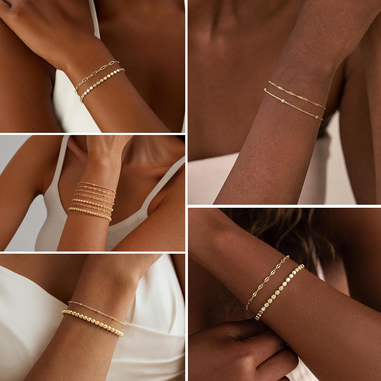 Detalle de Turandoss Gold Bracelet Set 14K Gold-Plated
