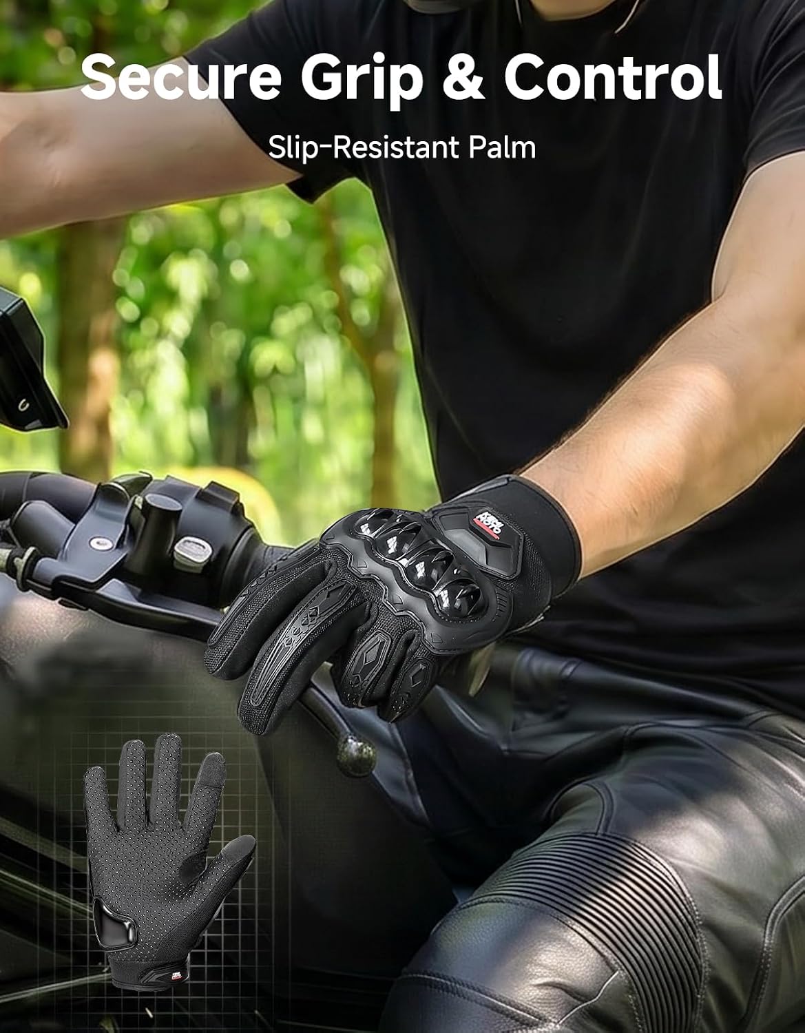 Detalle de KEMIMOTO Motorcycle Gloves, XX-Large, Touchscreen, Shell Protection