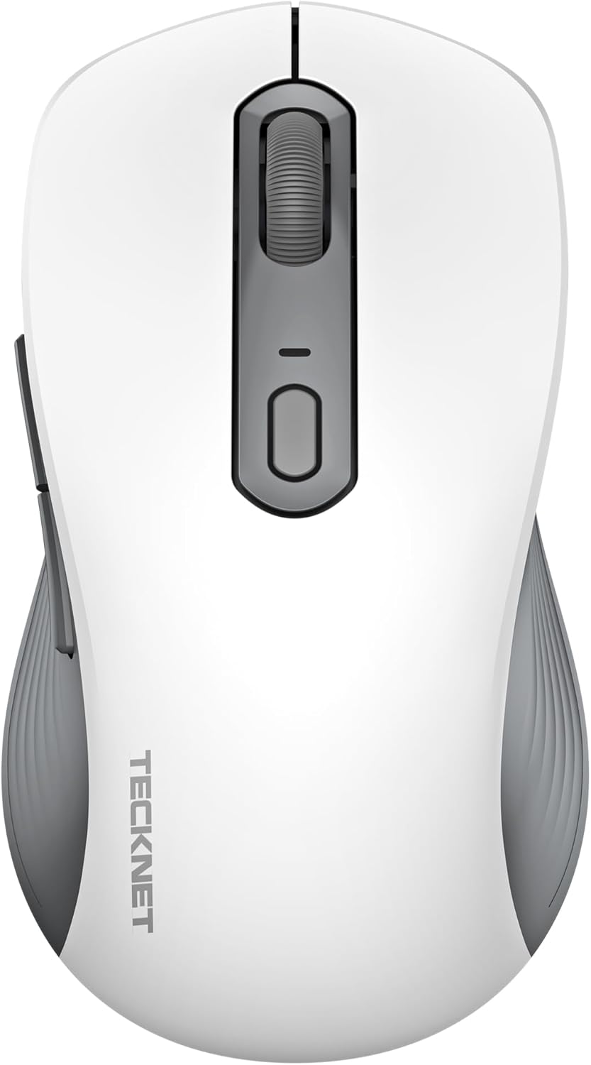 TECKNET Bluetooth Maus Tri-Modus (BT 5.0/3.0 + 2,4 GHz) 4800 DPI, 6 Tasten, leise Klicks – Kabellos für PC/Laptop/Mac/Tablet