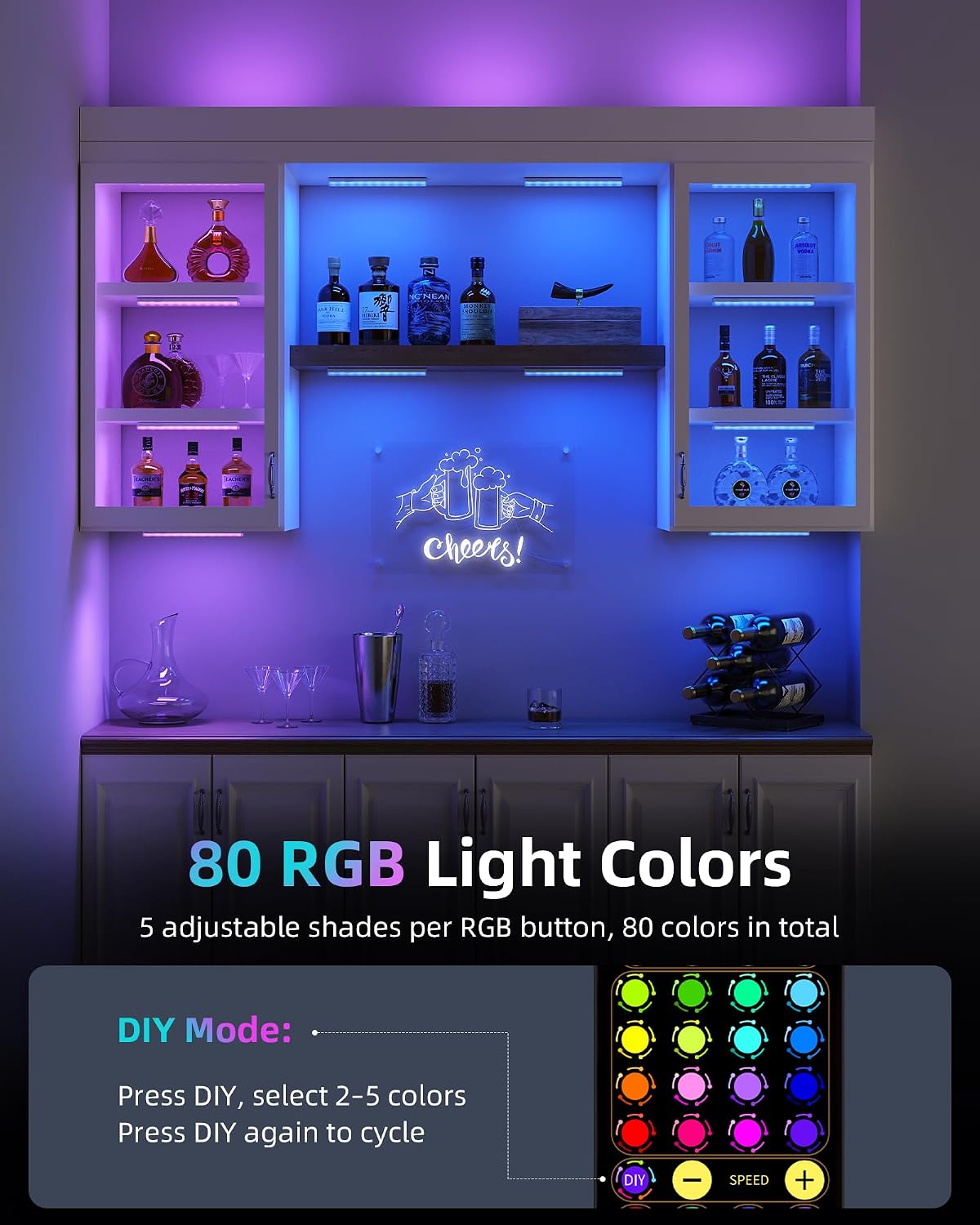 Detalle de EZVALO 80RGB Color Changing Under Cabinet Lighting (Wireless, 6-Pack)