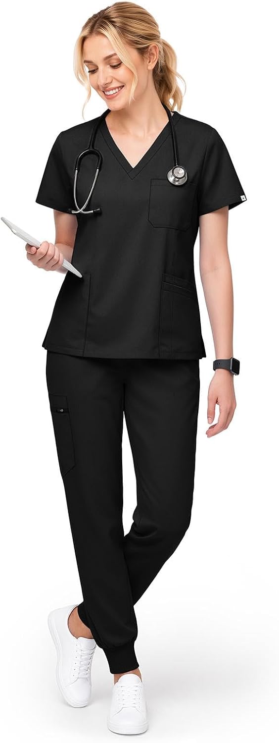 Detalle de Eadflie Women's Scrub Set with 9 Pockets