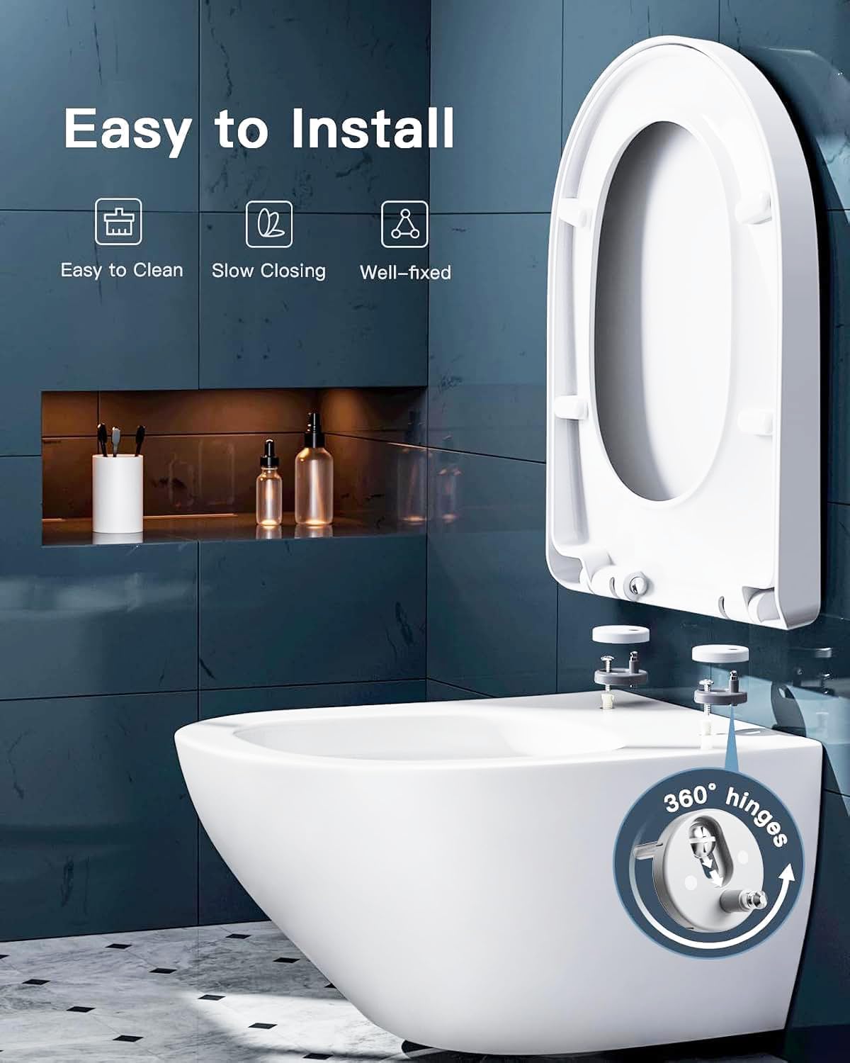 Thumbnail 4 de D Shape Soft Close Toilet Seat 1 — toilet seat 🚽