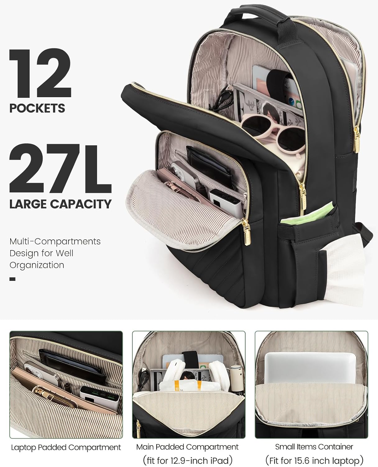 Thumbnail 1 de LOVEVOOK Laptop Backpack Purse 15.6 in