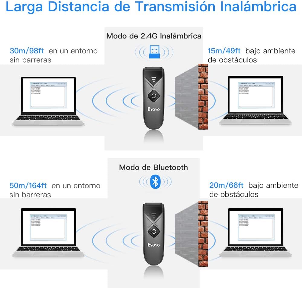 Detalle 2 de Eyoyo EY-015P Escáner 2D Bluetooth 30m