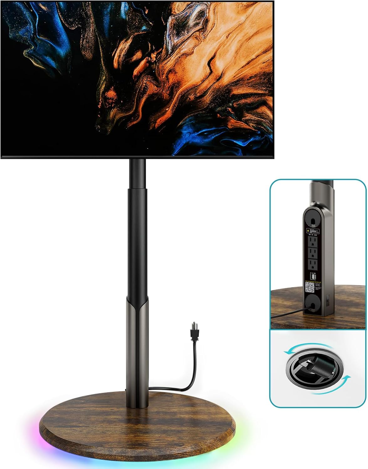 Detalle de LLDEPLL Mobile TV Stand with Power Outlet for 27–65 Inch TVs