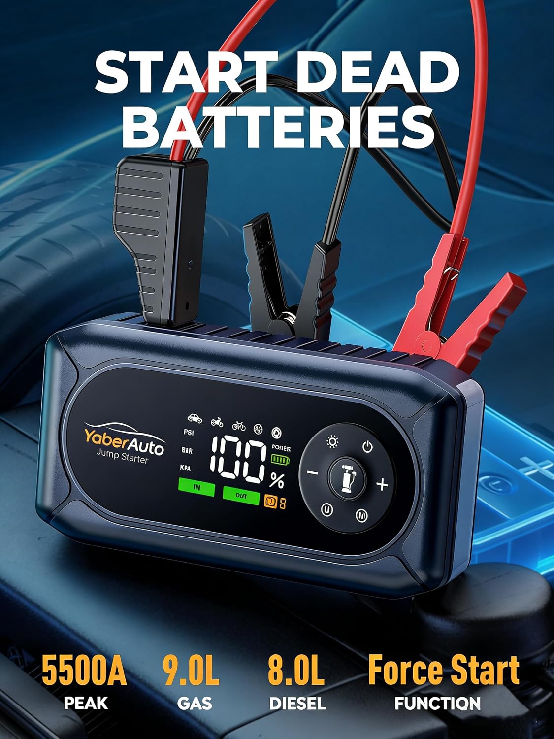 Detalle 2 de YaberAuto 4500A Jump Starter 150 PSI Air Compressor