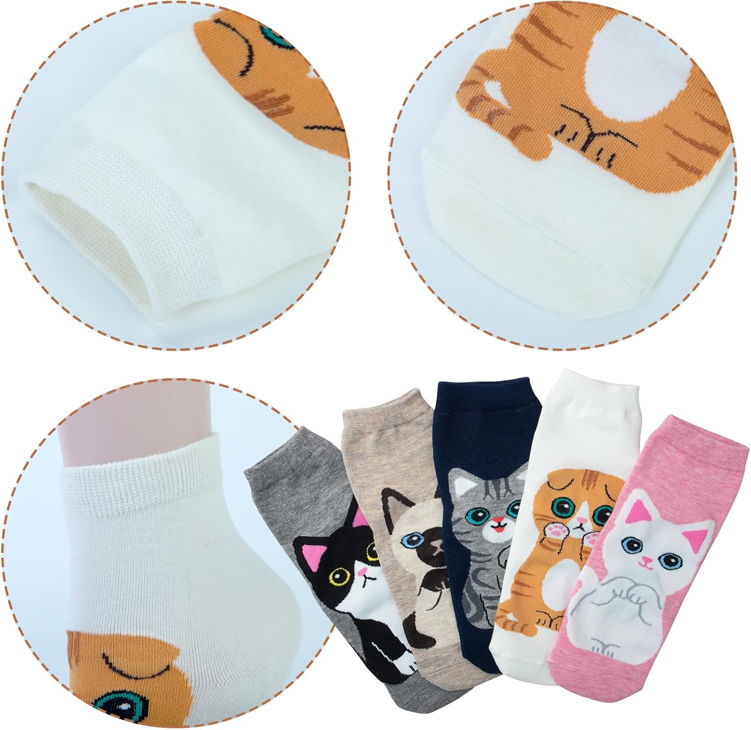 Thumbnail 4 de Womens Socks Ladies Breathable Soft Cotton Crew with Cute Dog Animal Patterns – 5 Pairs, Multicolour