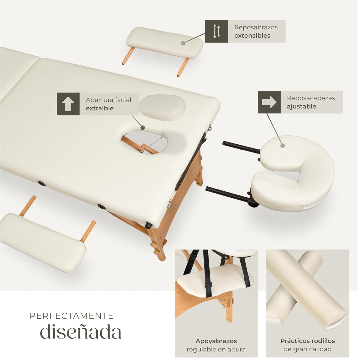 Detalle 1 de tectake Camilla Masaje Plegable de Madera
