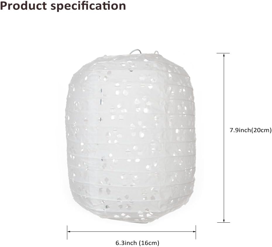 Thumbnail 3 de Aiminjey 10Pcs White Paper Lanterns, 16cm Hollow Out Cherry Blossom Lamps