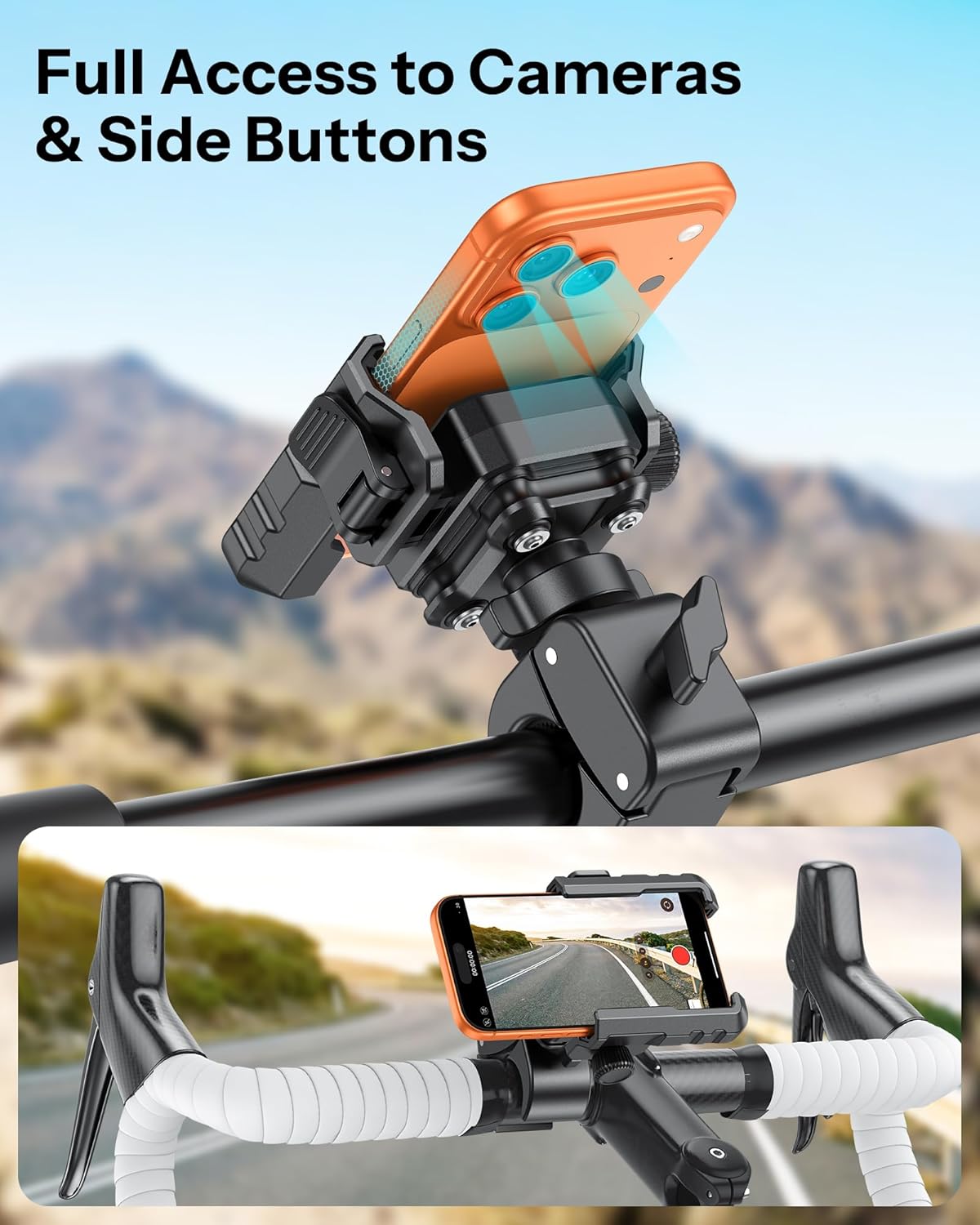 Thumbnail 3 de OMOTON BK01 Anti-Vibration Bike Phone Holder for Rearview Mirror & Handlebar