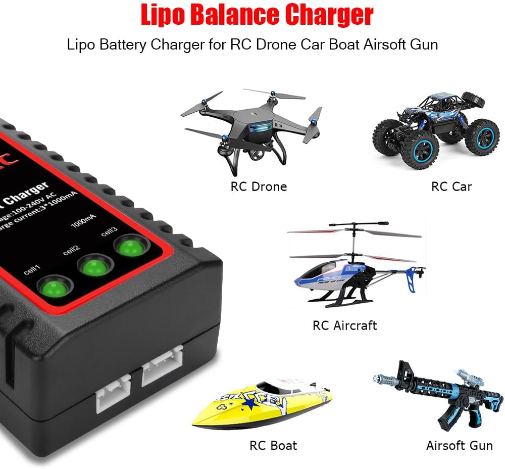 Detalle de Haisito Caricabatterie LiPo 2S/3S (7,4 V/11,1 V) – Compatto, rapido e sicuro per drone e RC