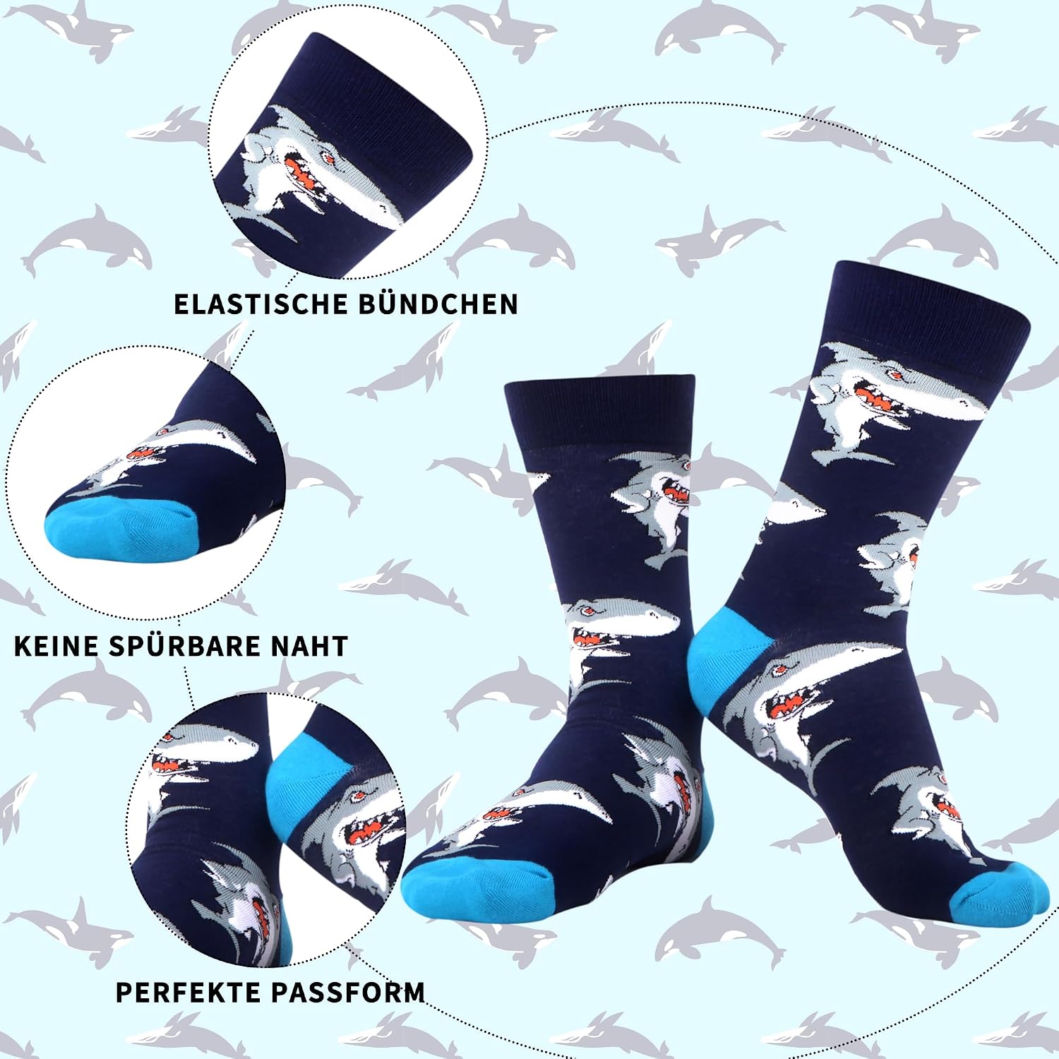 Detalle de WeciBor 12 Paar bunte Herren-Socken mit Tiermotiven (Baumwolle) – witzige Crew-Socken