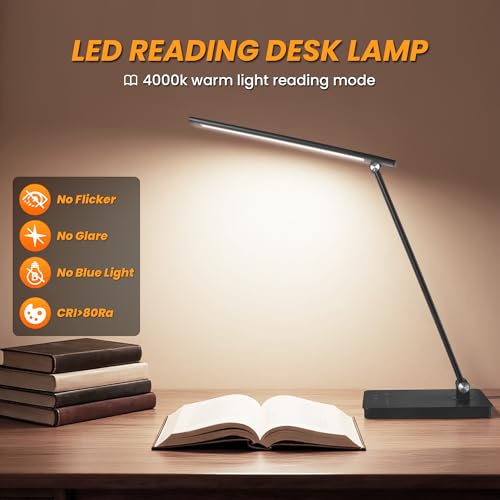Detalle de Akynite Lámpara de Escritorio LED con Control Táctil y USB-C – 42 LED, 5 colores, 10 intensidades, 45 min de temporizador