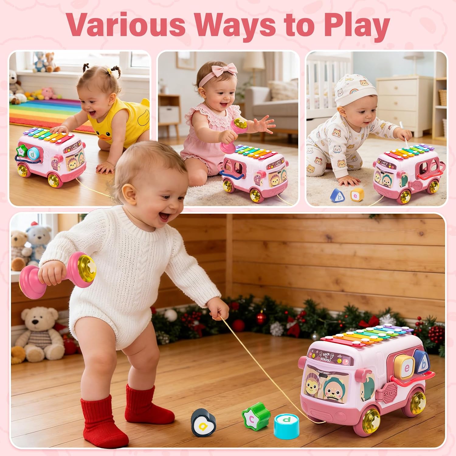 Thumbnail 6 de Musical Sensory Bus Pull Along Toy 7.9 inches