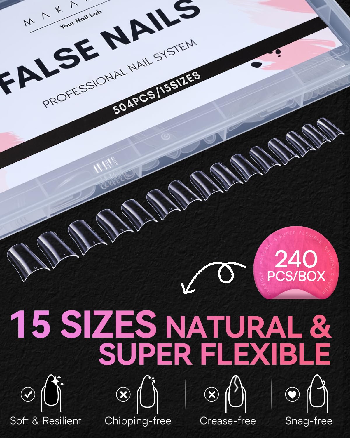 Detalle 2 de Makartt Duck Nail Tips, 504 Pieces
