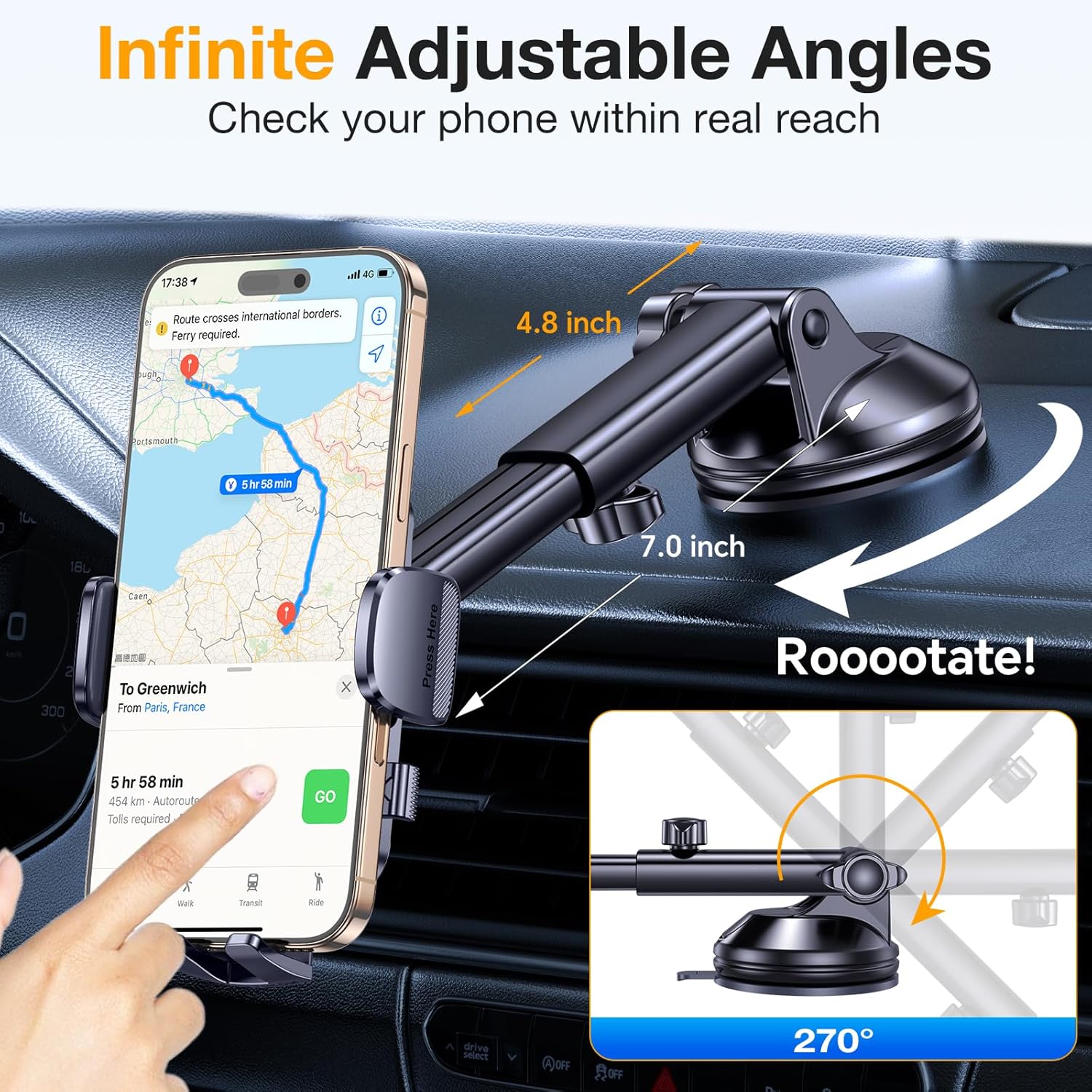 Thumbnail 4 de Romuto Car Phone Holder Mount 360° rotation