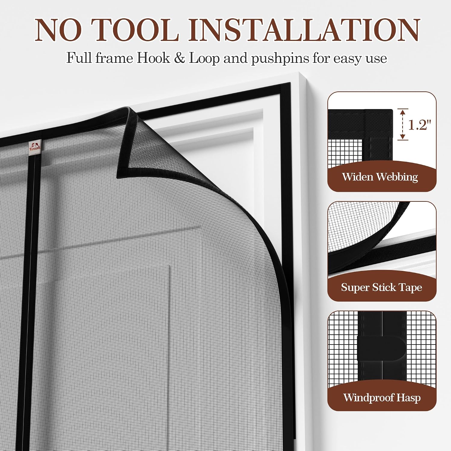 Thumbnail 4 de yotache Magnetic Screen Door, 40 x 81-Inch Black Fiberglass Mesh